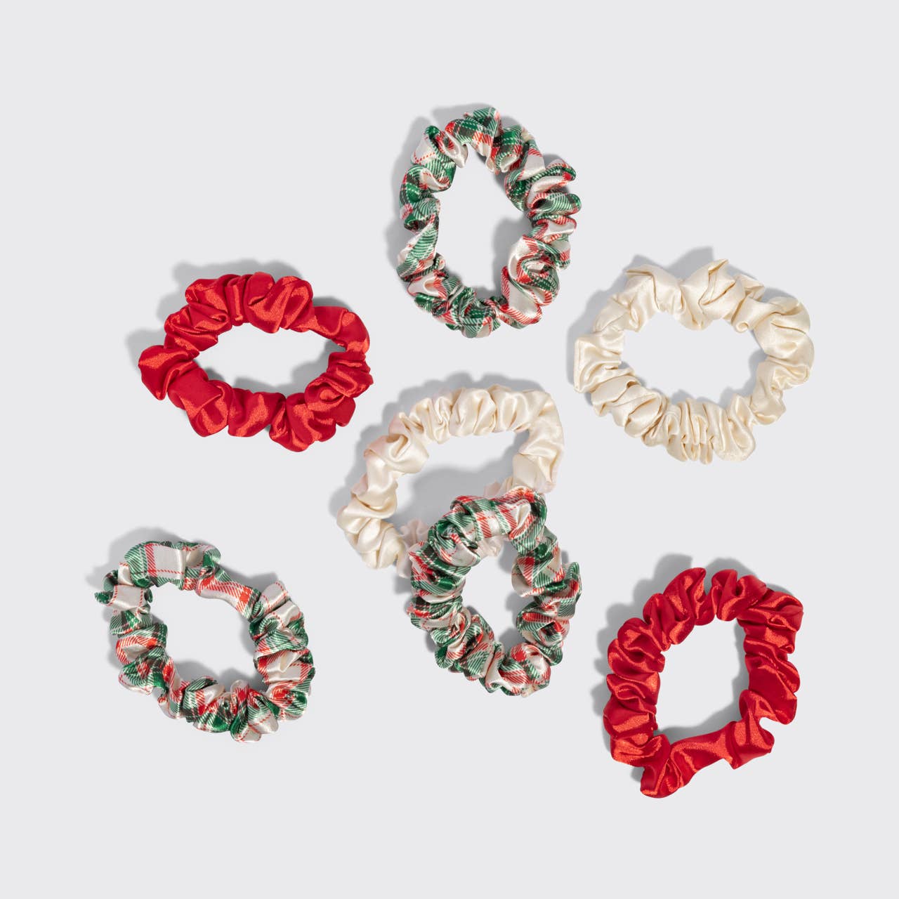 Holiday Ruched Satin Scrunchies 7pc Set | KITSCH