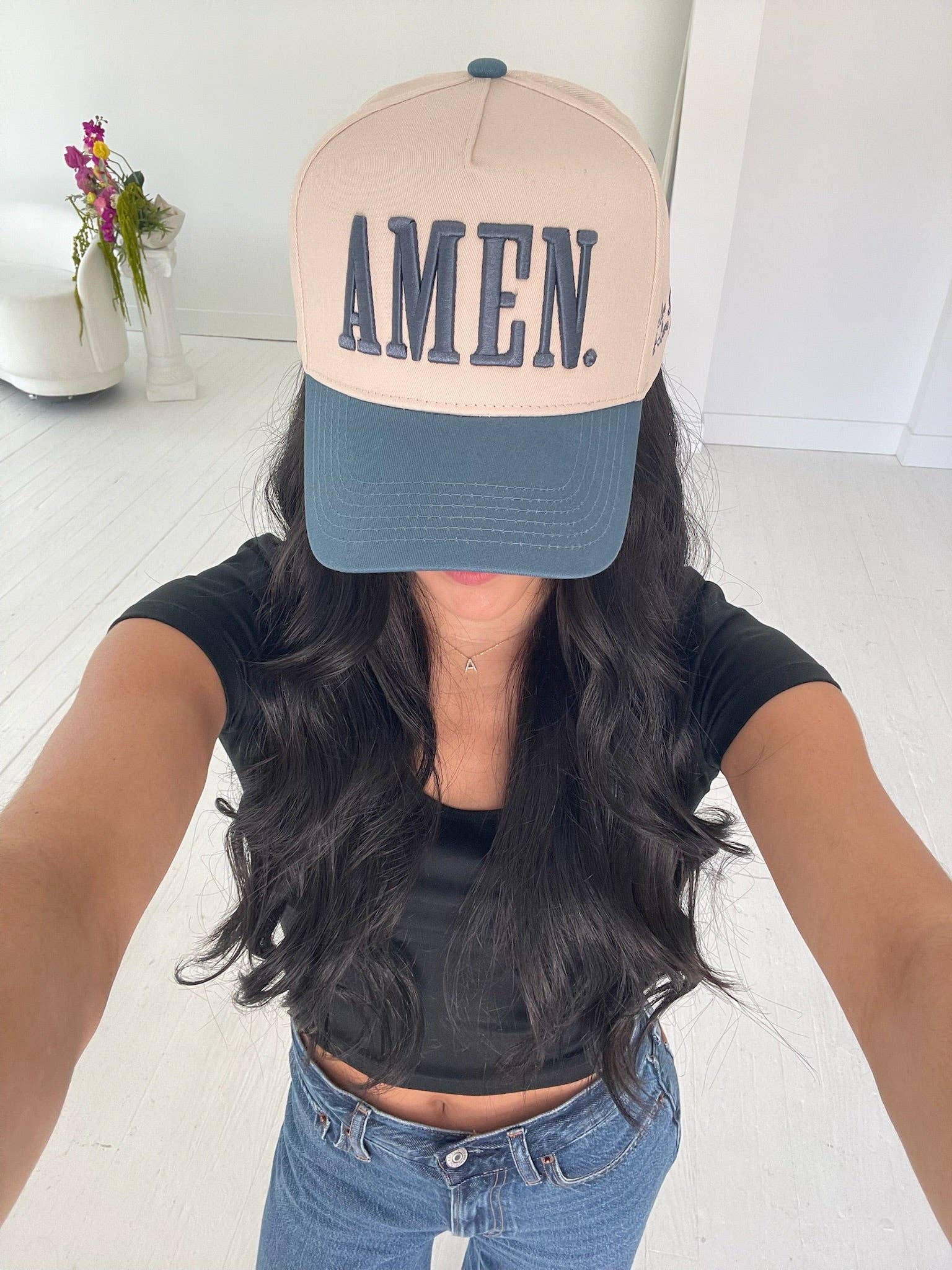 AMEN. - Slate Blue Vintage Trucker Hat | Kenzkustomz