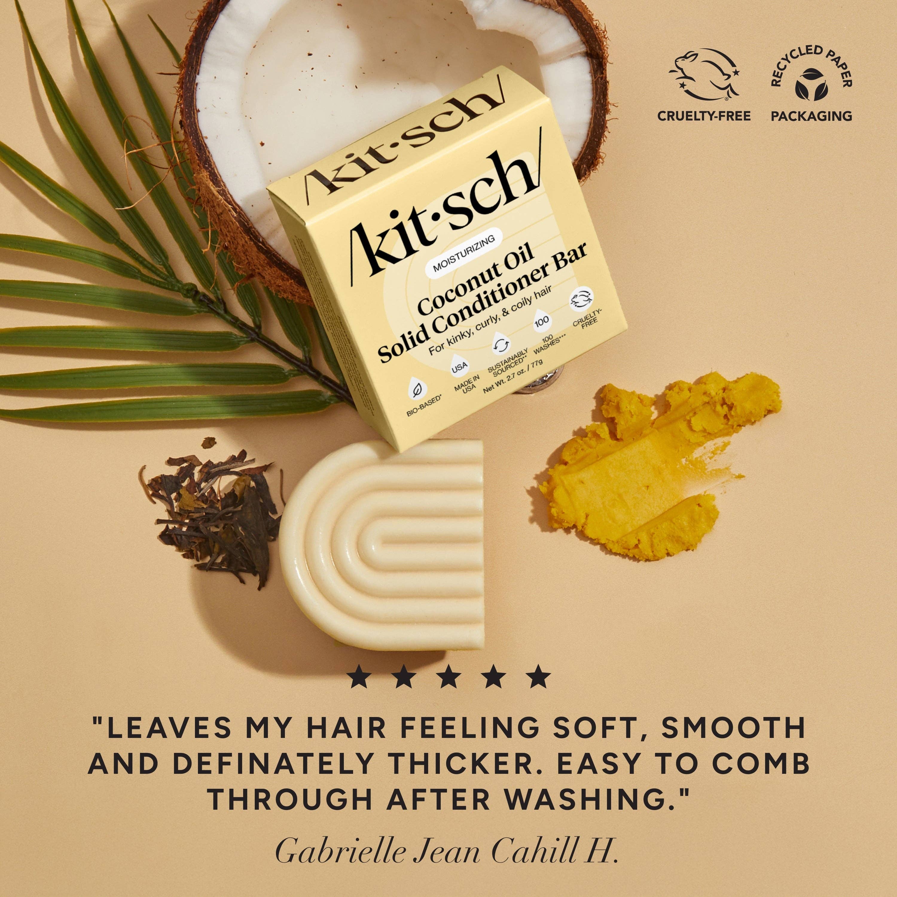 Coconut Oil Shampoo & Conditioner Bar Combo for Dry Damaged Hair | KITSCH