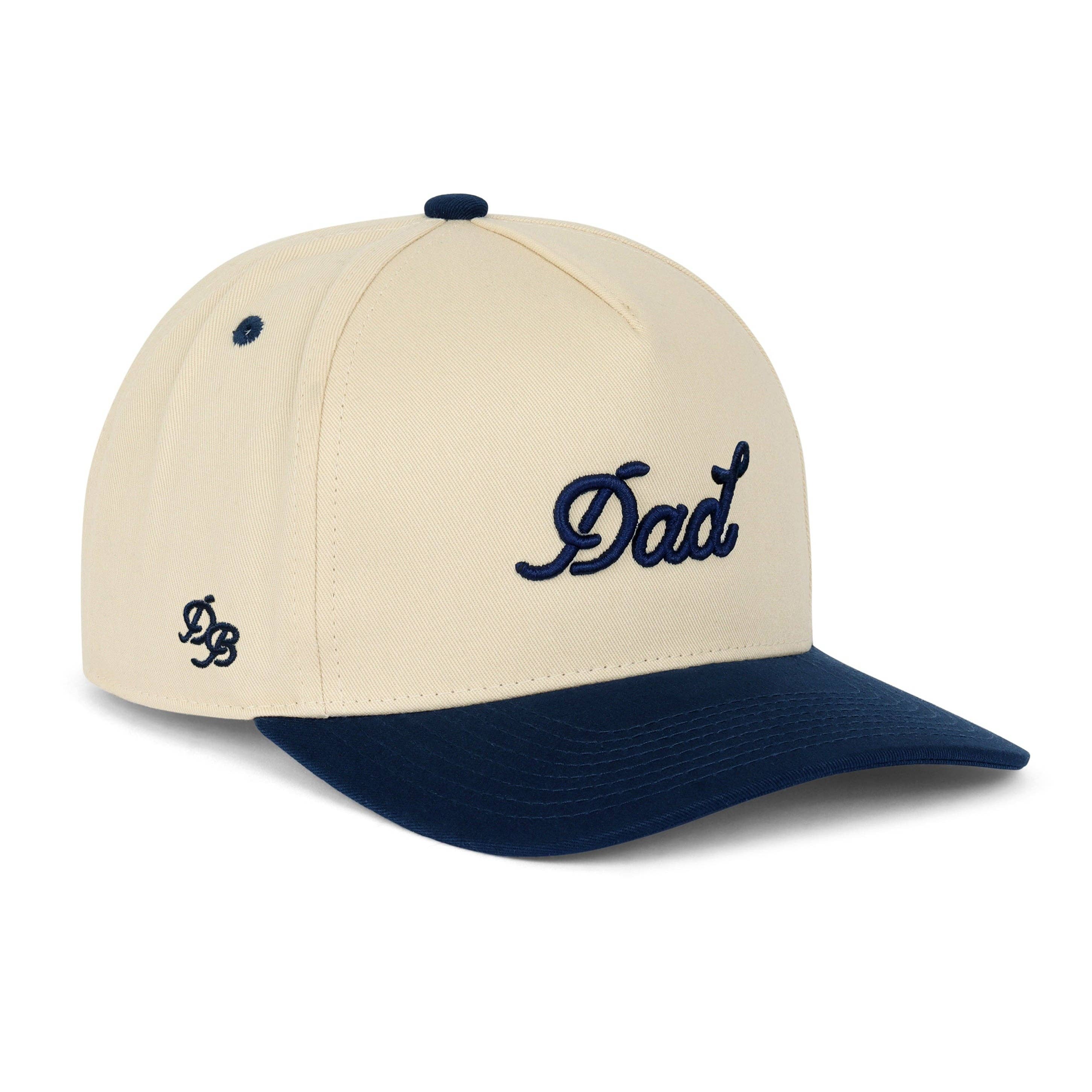 Dad 3D Puff Snapback - Cream Navy Cotton | Dad Brand