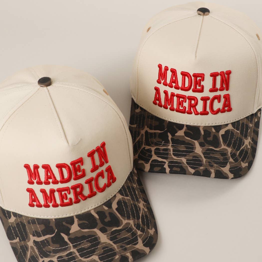 MADE IN AMERICA 3D Embroidered Two-Tone Leopard Brim Trucker | Fashion City