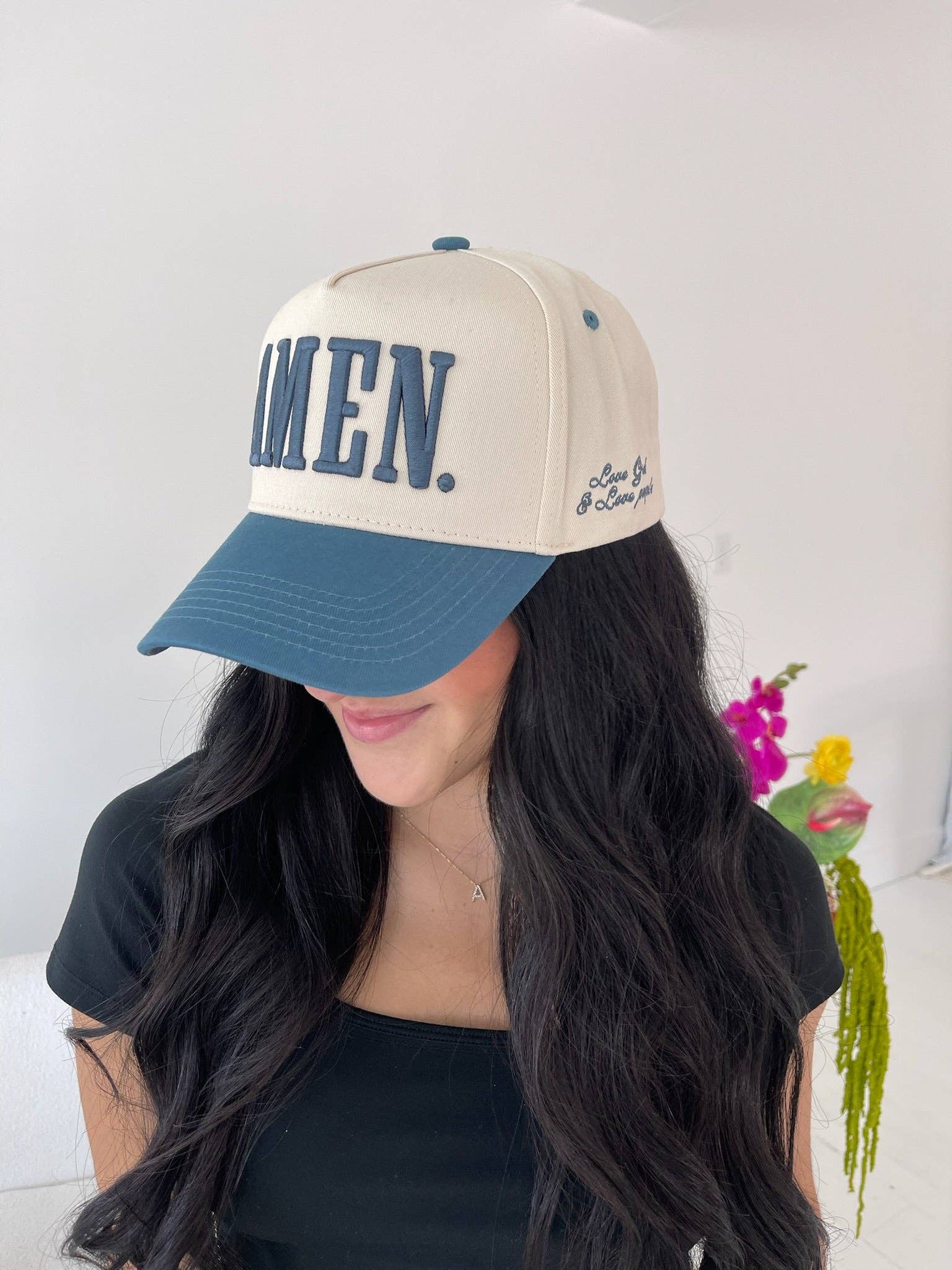 AMEN. - Slate Blue Vintage Trucker Hat | Kenzkustomz