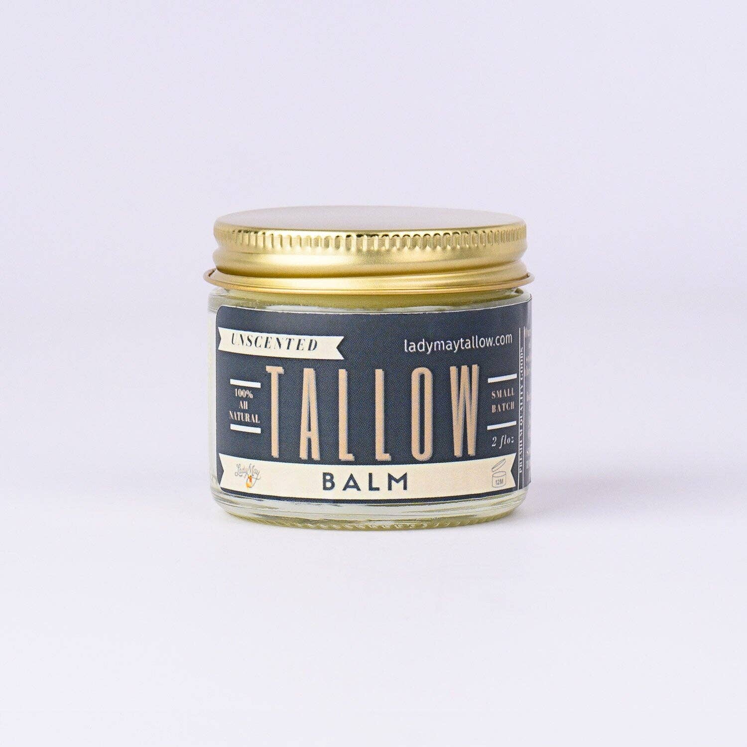 Unscented Tallow Balm - All Natural Grass Fed Beef Tallow Moisturizer | Lady May Tallow