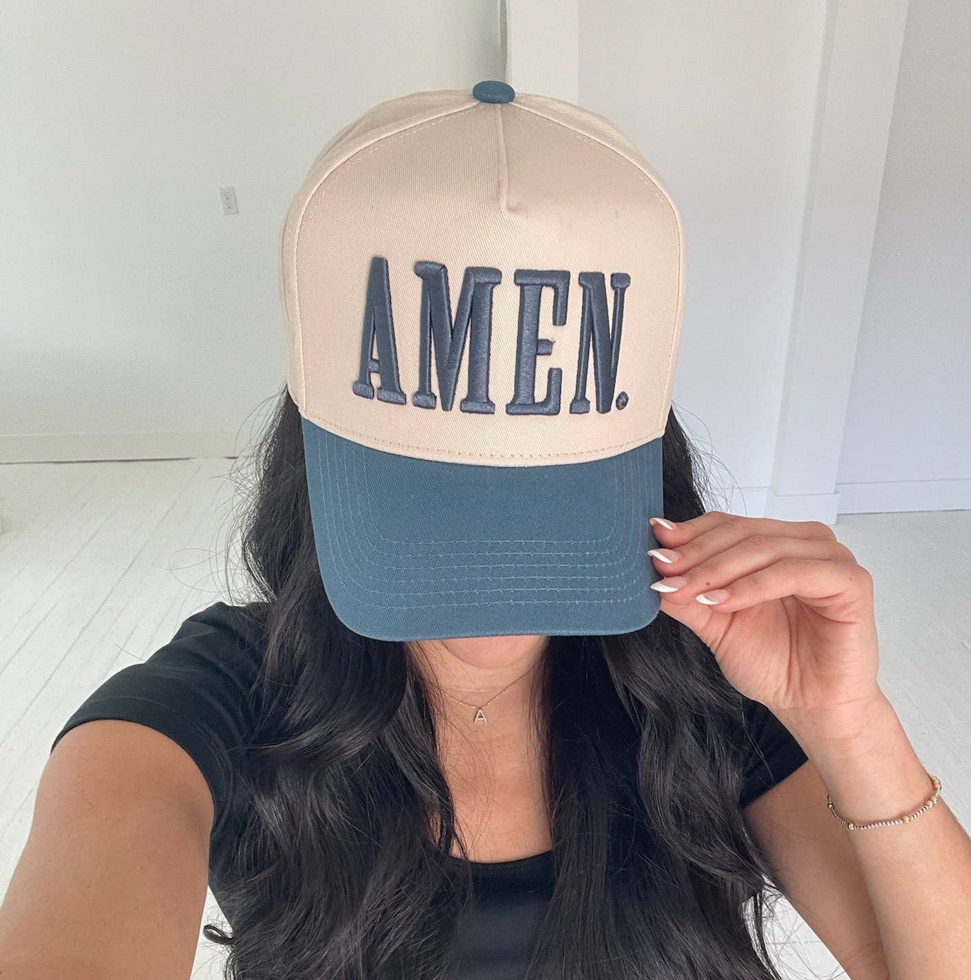 AMEN. - Slate Blue Vintage Trucker Hat | Kenzkustomz