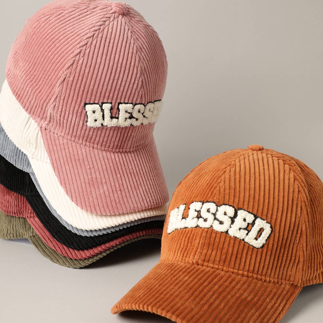 BLESSED 3D Embroidered Corduroy Baseball Cap | Toothbrush LLC