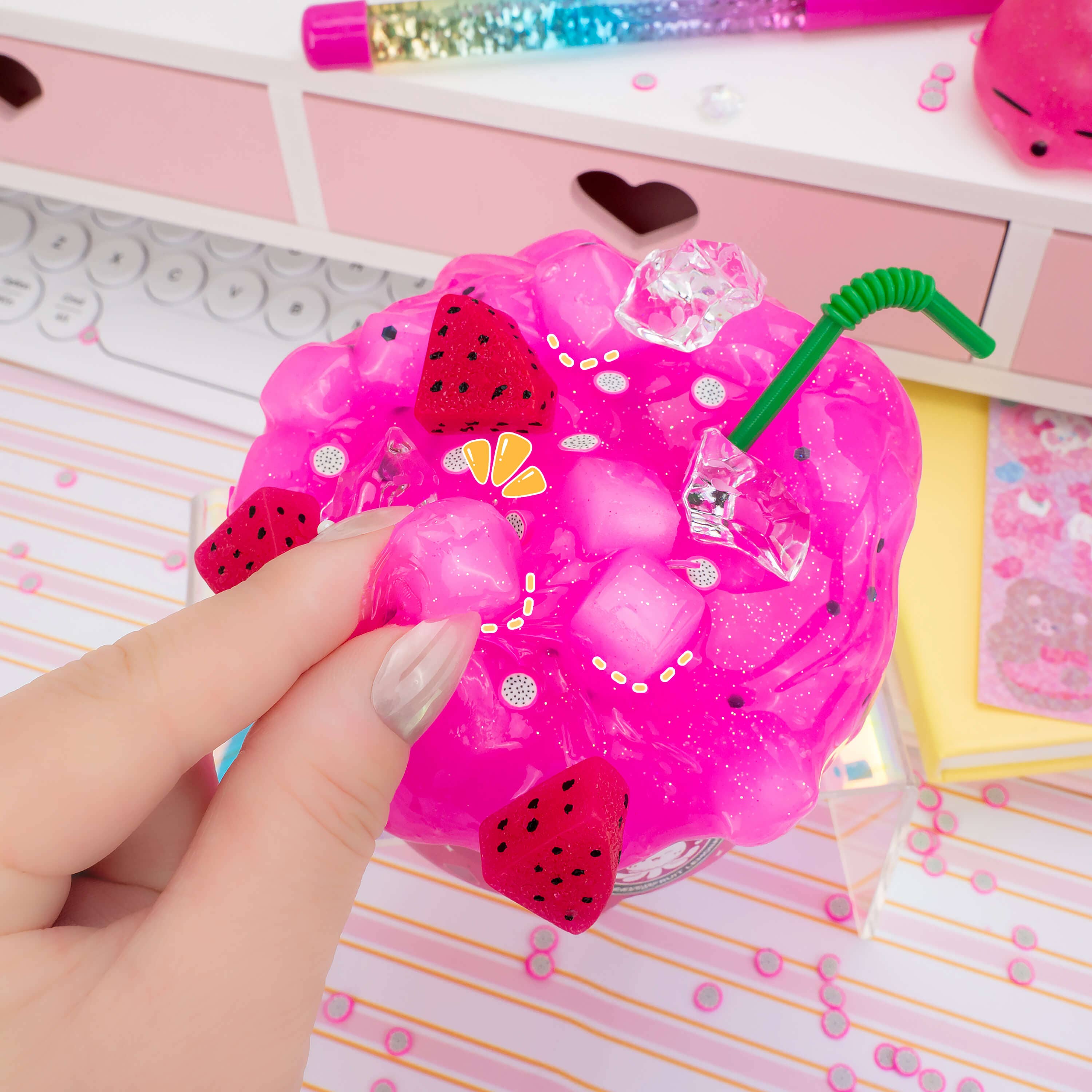 Mango Dragonfruit Lemonade Refresher Jelly Cube Signature Dome™ Slime | Kawaii Slime
