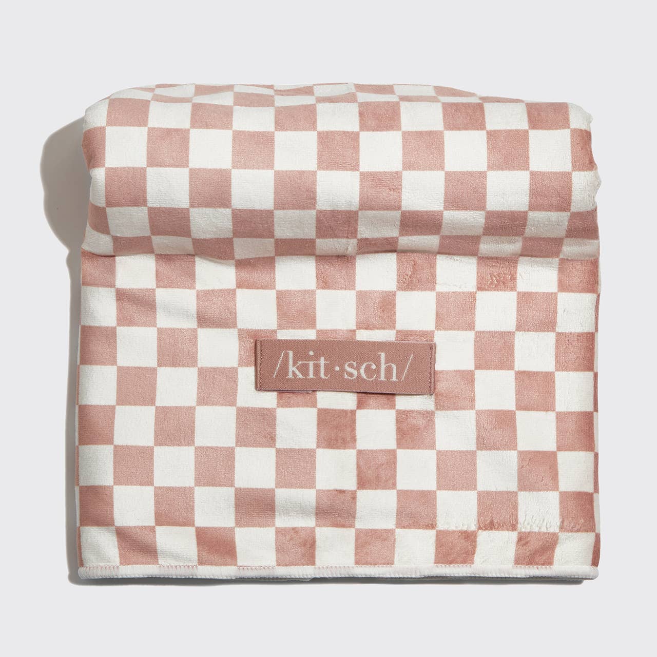 Extra Large Quick-Dry Hair Towel Wrap- Terracotta Checker | KITSCH
