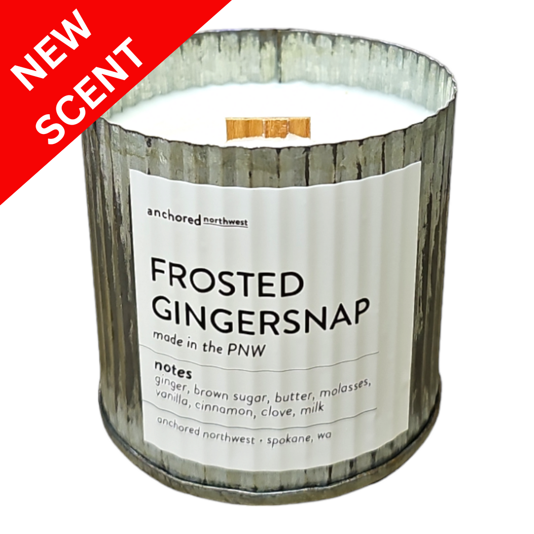 Frosted Gingersnap Rustic Vintage Wood Wick Fall Candle | Anchored Northwest