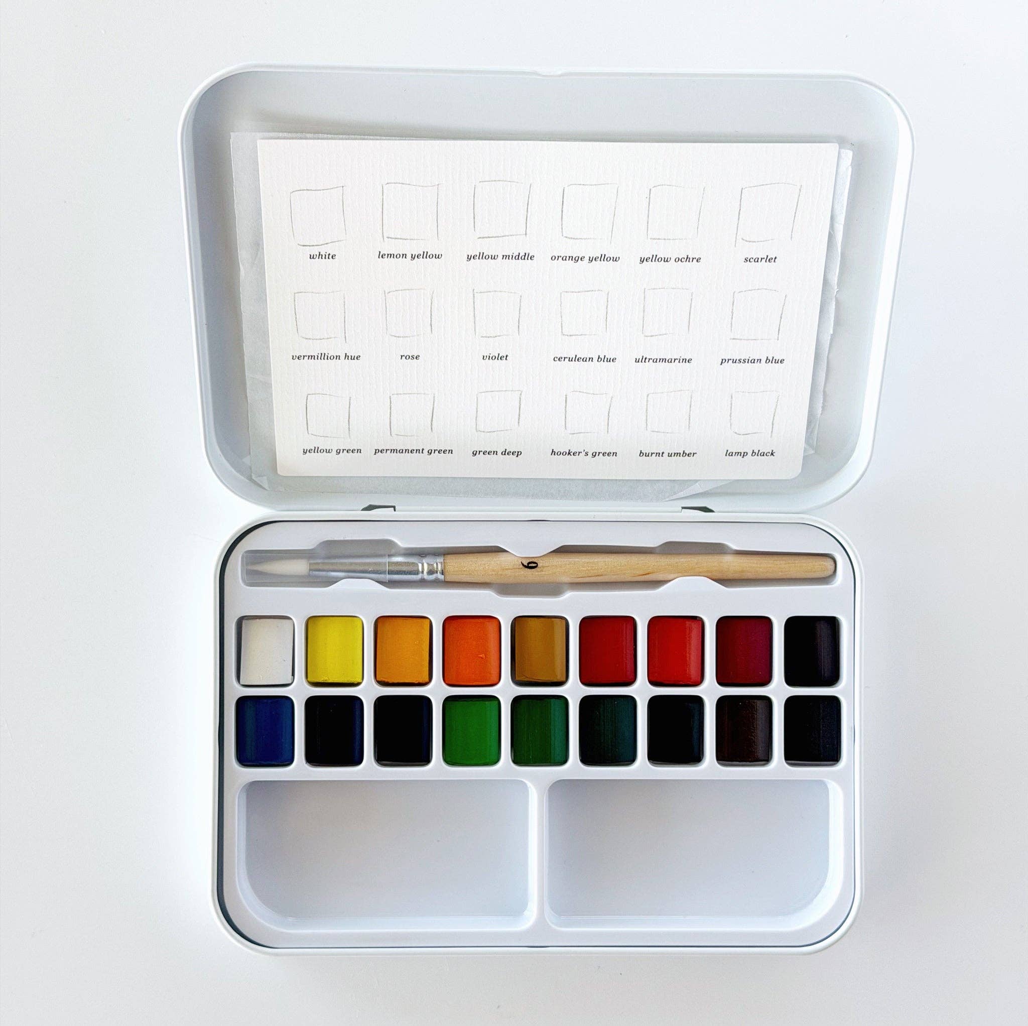 Watercolor paint set 18 colors with brush | Emily Lex Studio