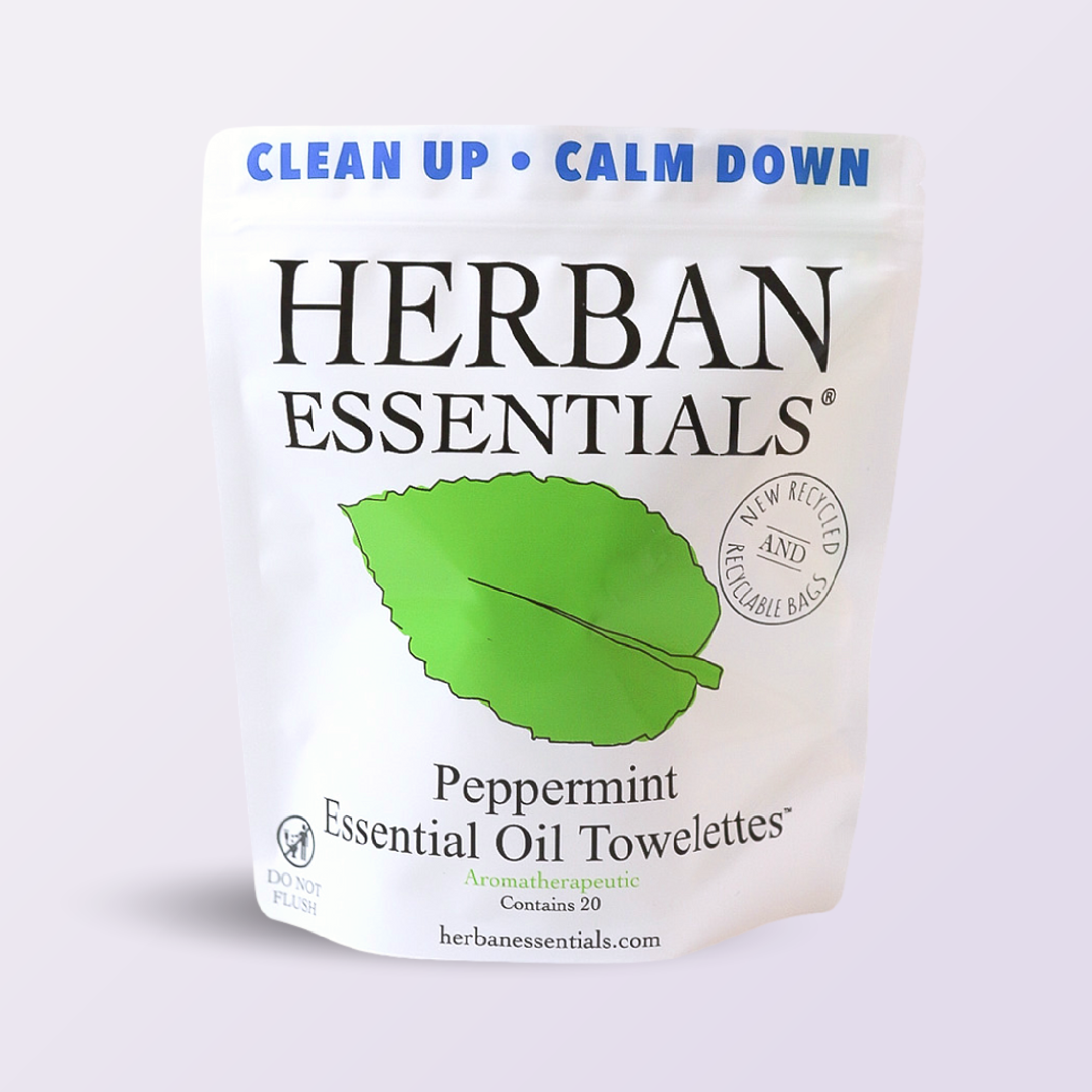 Peppermint Towelettes  - 20 Individual Essential Oil Wipes | Herban Essentials