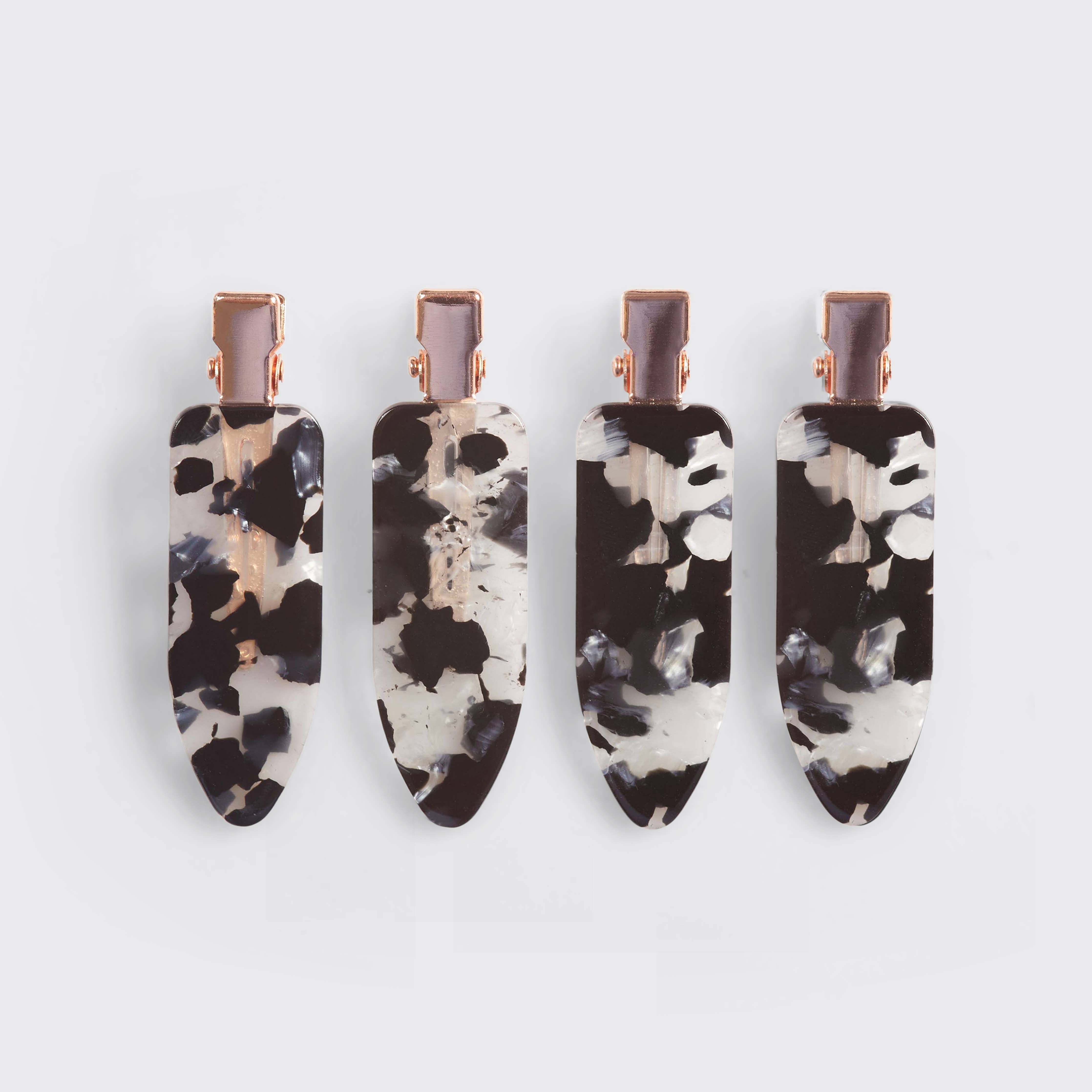 Eco-Friendly Creaseless Clips 4pc Set - Black Terrazzo | Kitsch
