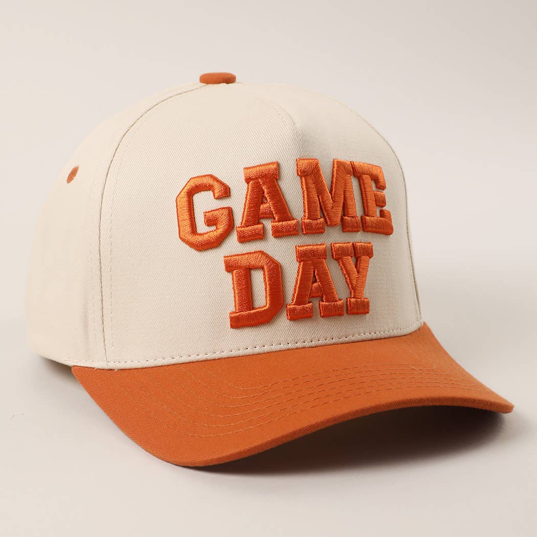 GAME DAY 3D Letter Embroidered Two-Tone Trucker Hat | Fashion City