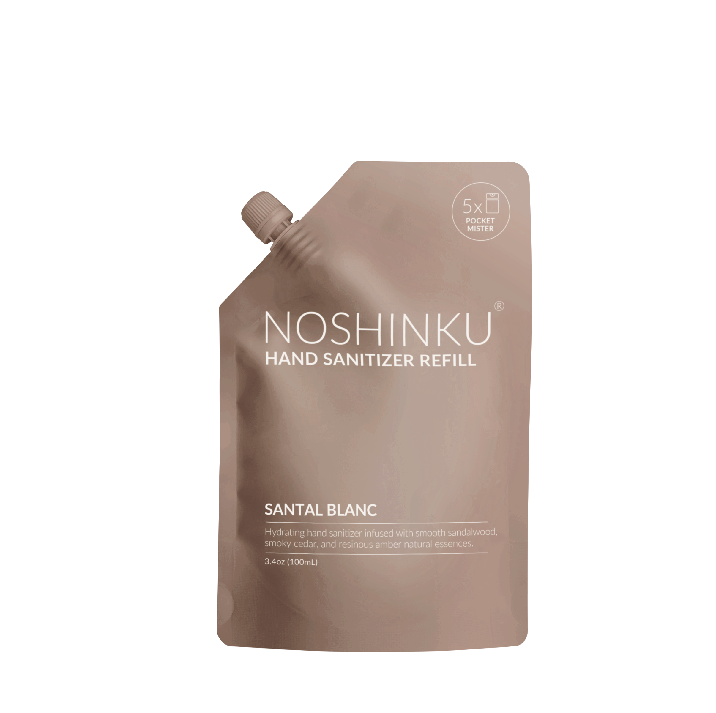 Santal Blanc Hydrating Hand Sanitizer Spray Refill Pouch | Noshinku