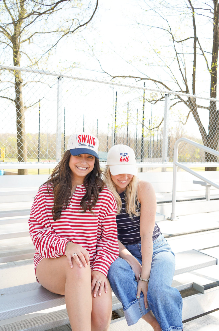 Swing Batter Batter - Navy Pinstripe Trucker Hat | Kenzkustomz