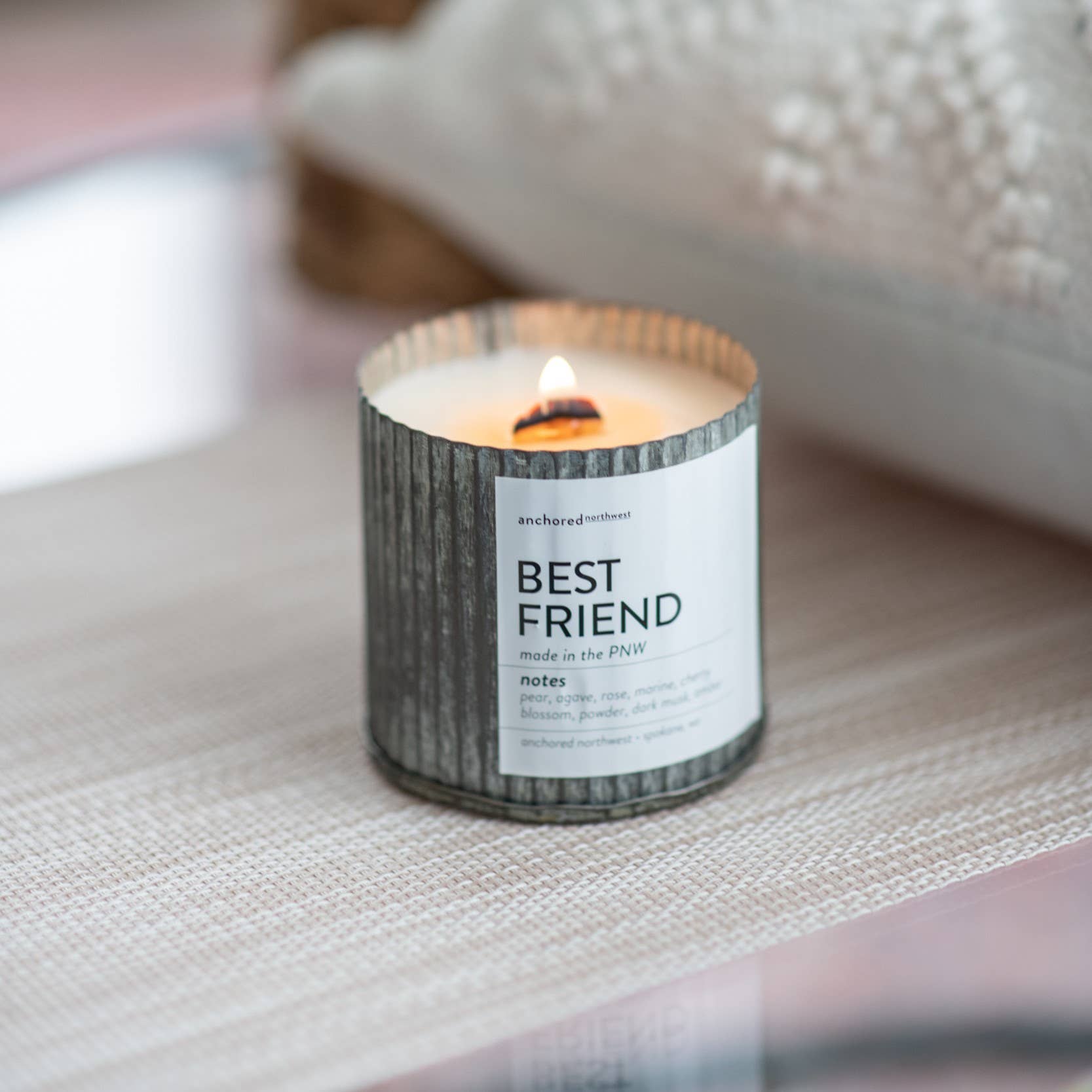 Boyfriend Valentine's Day Rustic Vintage Wood Wick Candle | Anchored Northwest