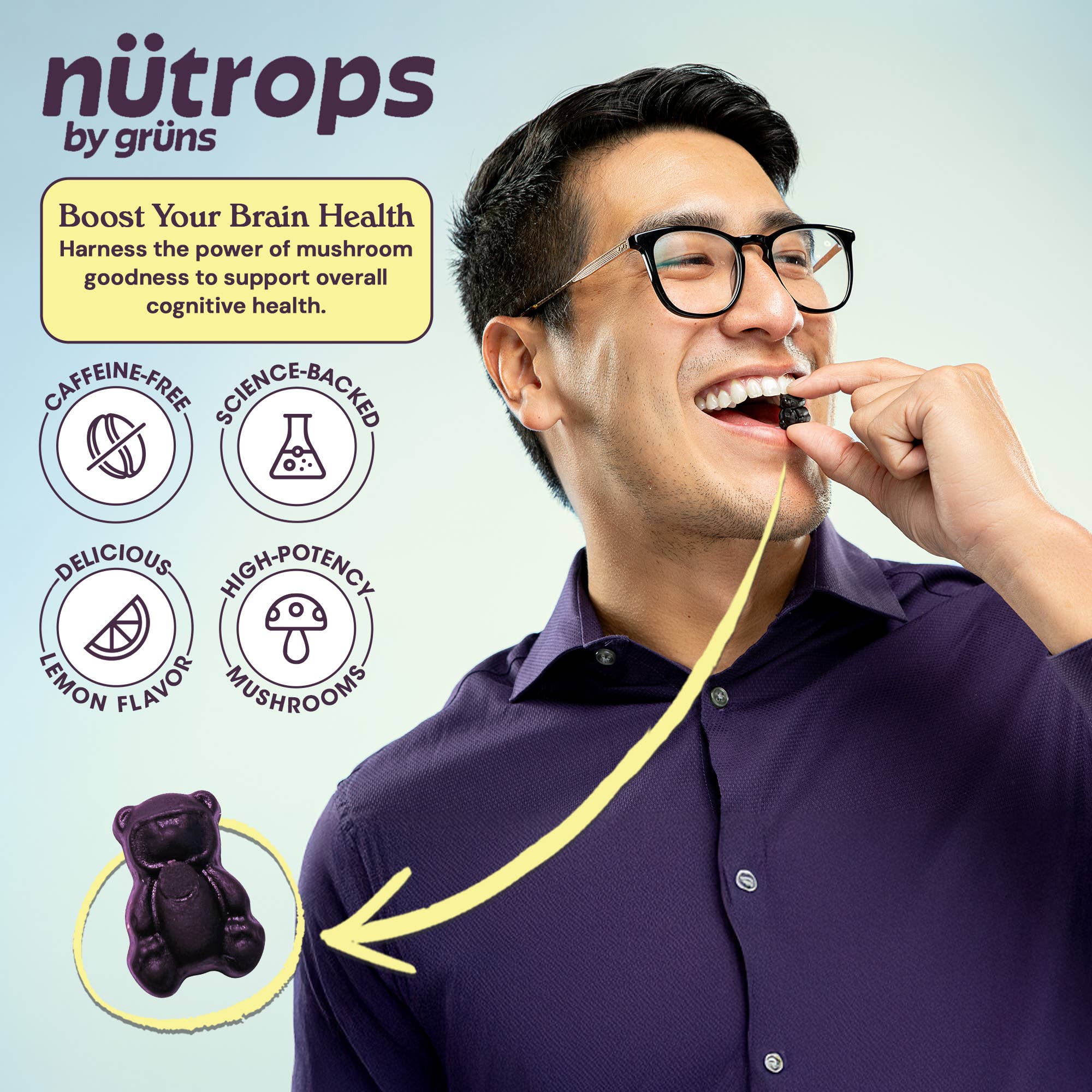 Nütrops Adult Sugar-Free Functional Nootropics Gummies, 14 Servings | Gruns