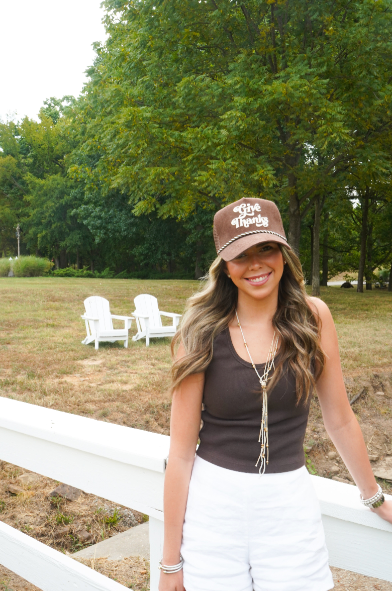 Give Thanks - Brown Corduroy Trucker Hat | Kenzkustomz