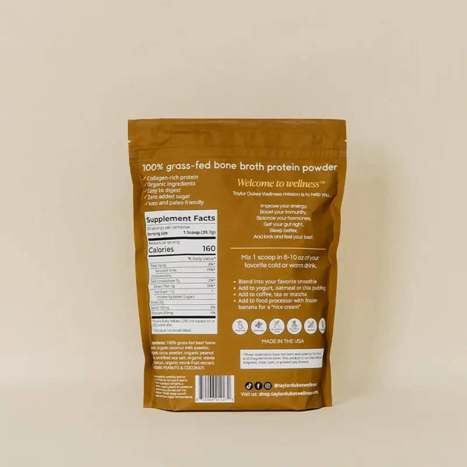 Peanut Butter Chocolate Bone Broth Protein | Taylor Dukes Wellness