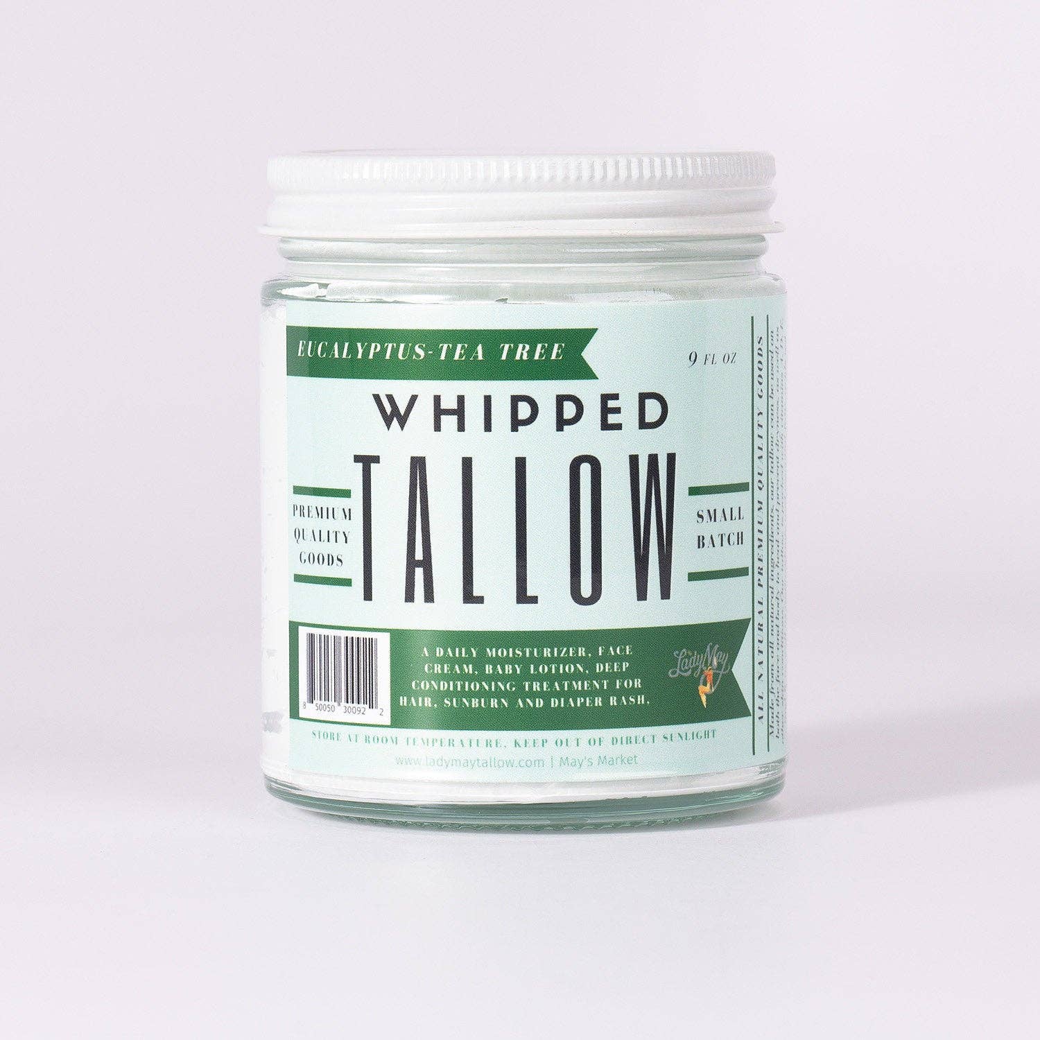 Eucalyptus Tea Tree Whipped Tallow - All Natural Grass Fed Beef Tallow Moisturizer | Lady May Tallow