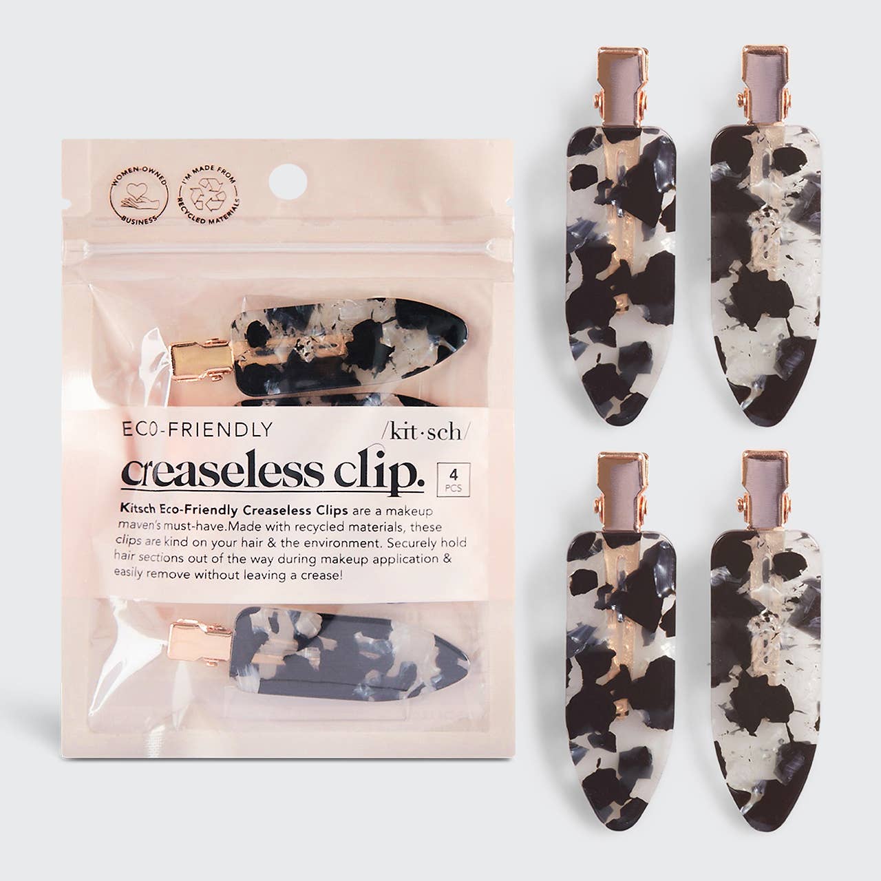 Eco-Friendly Creaseless Clips 4pc Set - Black Terrazzo | Kitsch