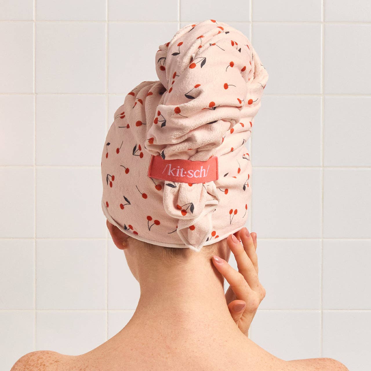 XL Hair Towel Wrap in Cherry Print | Kitsch