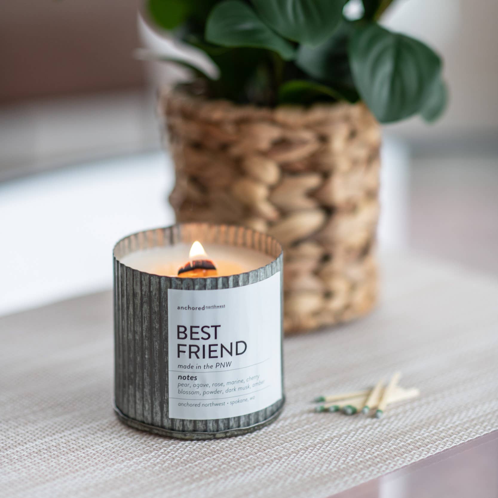 Boyfriend Valentine's Day Rustic Vintage Wood Wick Candle | Anchored Northwest