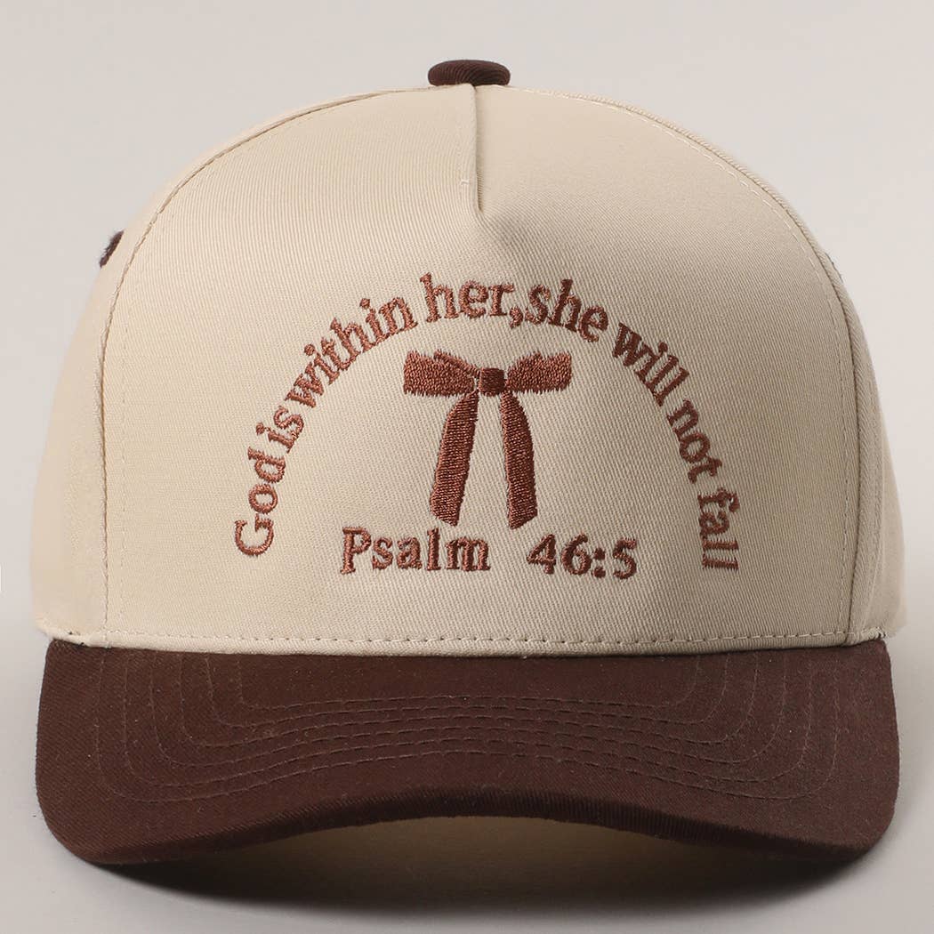 Psalm 46-5 Ribbon Embroidered Trucker Hat | Fashion City