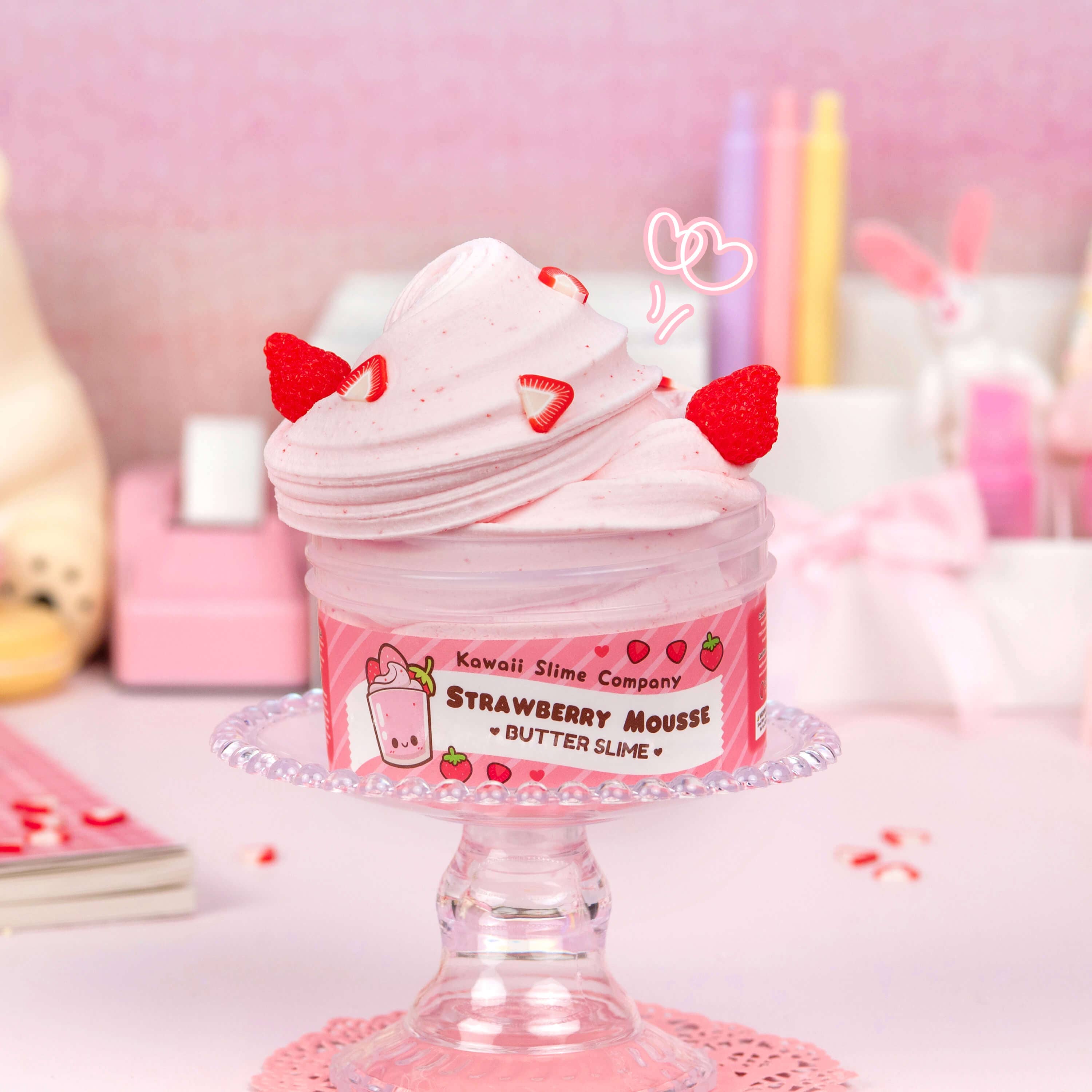 Strawberry Mousse Fluffy Butter Signature Dome™ Slime | Kawaii Slime