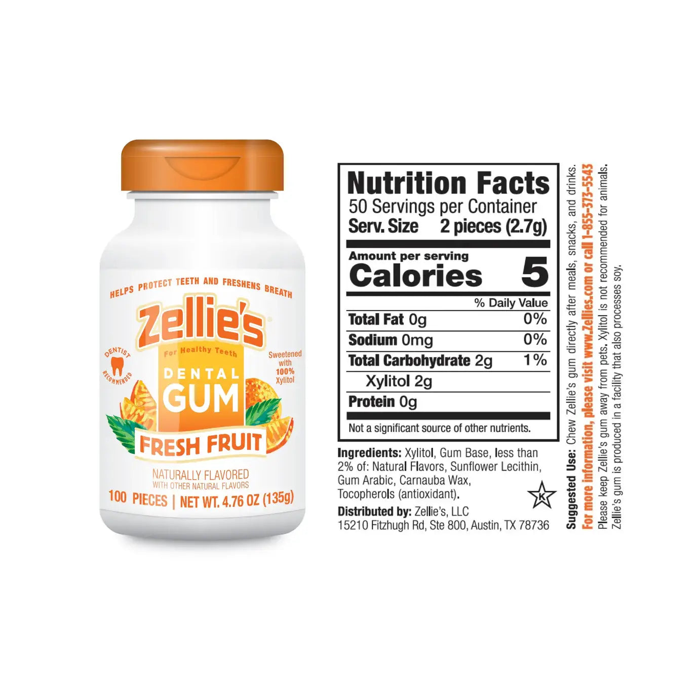 Zellie's Xylitol Dental Gum - Fresh Fruit | Zellies
