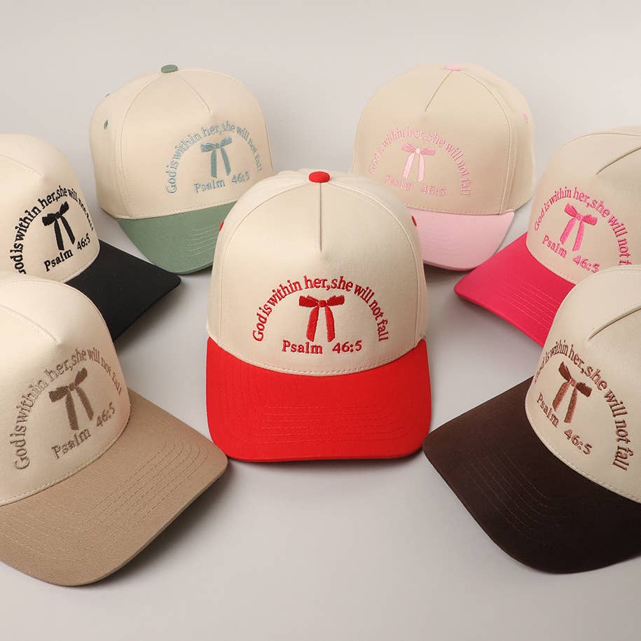 Psalm 46-5 Ribbon Embroidered Trucker Hat | Fashion City