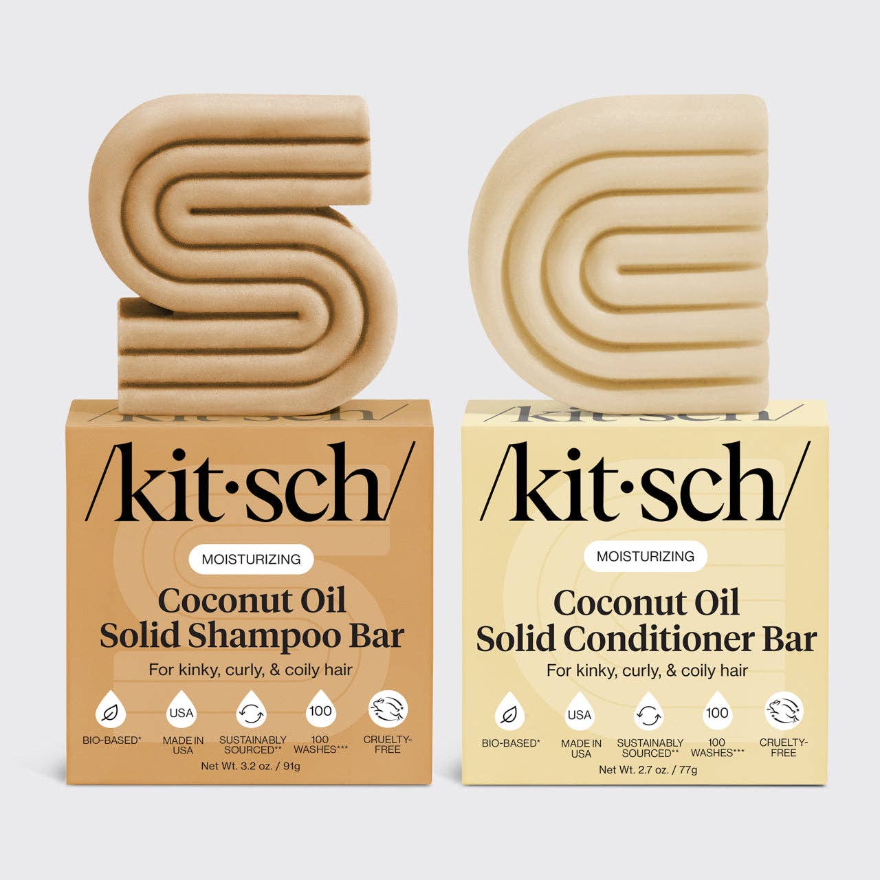 Coconut Oil Shampoo & Conditioner Bar Combo for Dry Damaged Hair | KITSCH