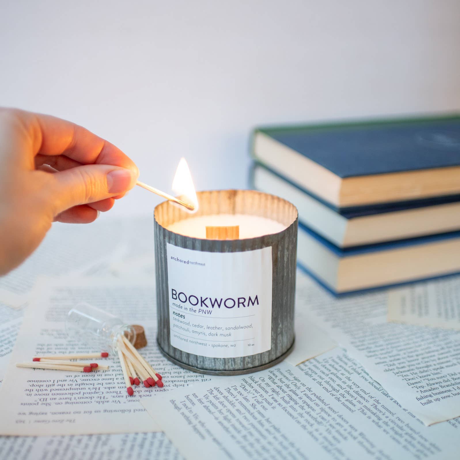 Boyfriend Valentine's Day Rustic Vintage Wood Wick Candle | Anchored Northwest