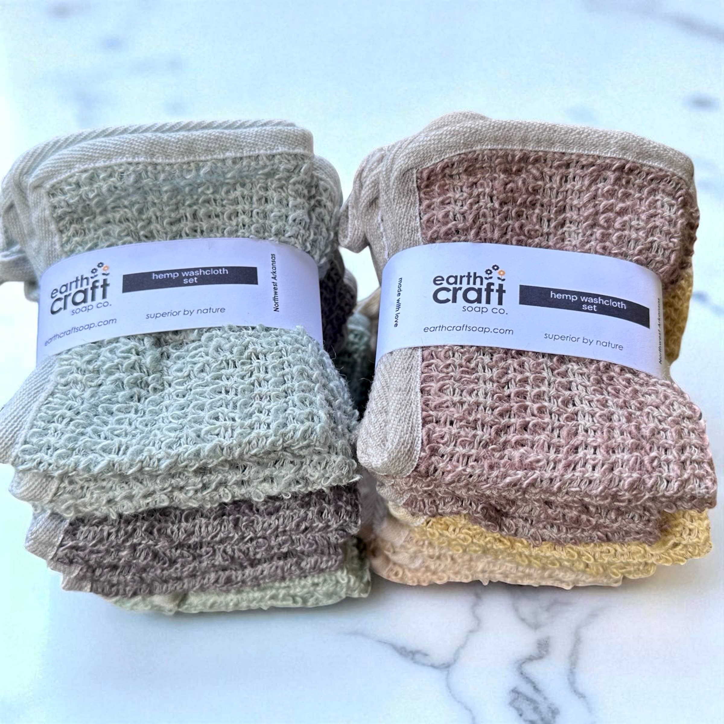 Hemp Washcloth set of 3 Hand-Dyed, Single Hue