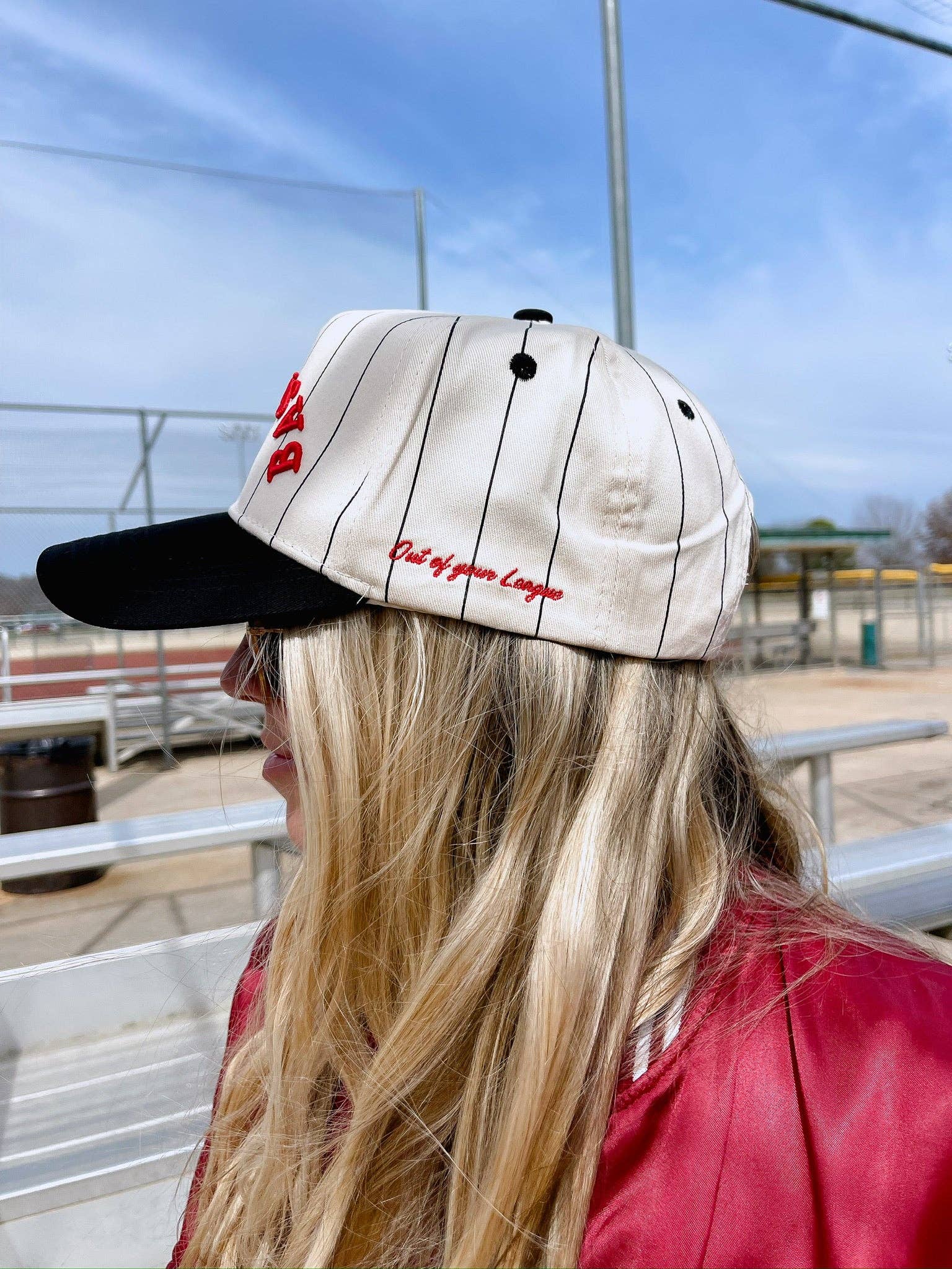 BASEBALL - Red on Black Stripe Vintage Hat | Kenzkustomz