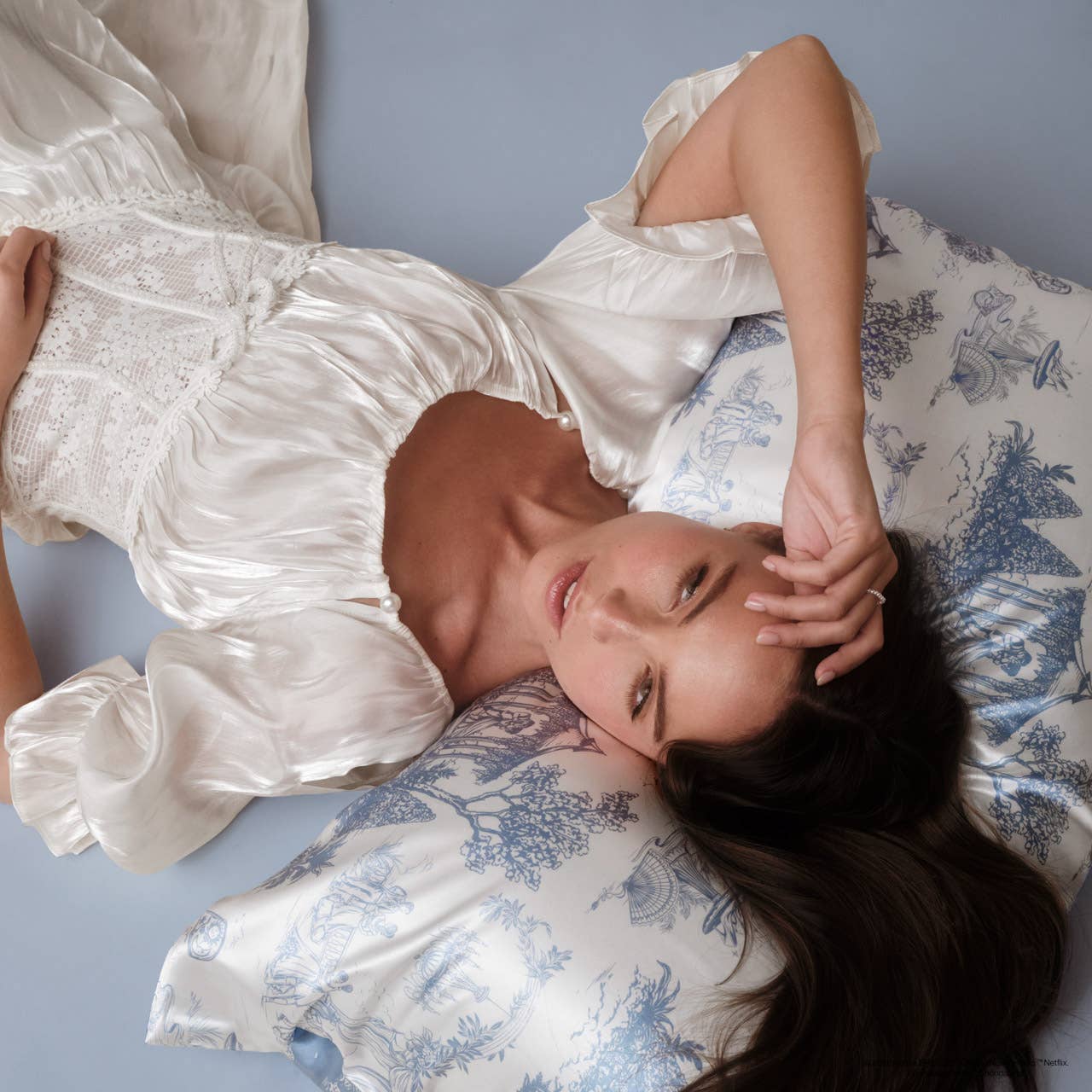 Bridgerton x Kitsch Satin Pillowcase in Garden Toile | KITSCH
