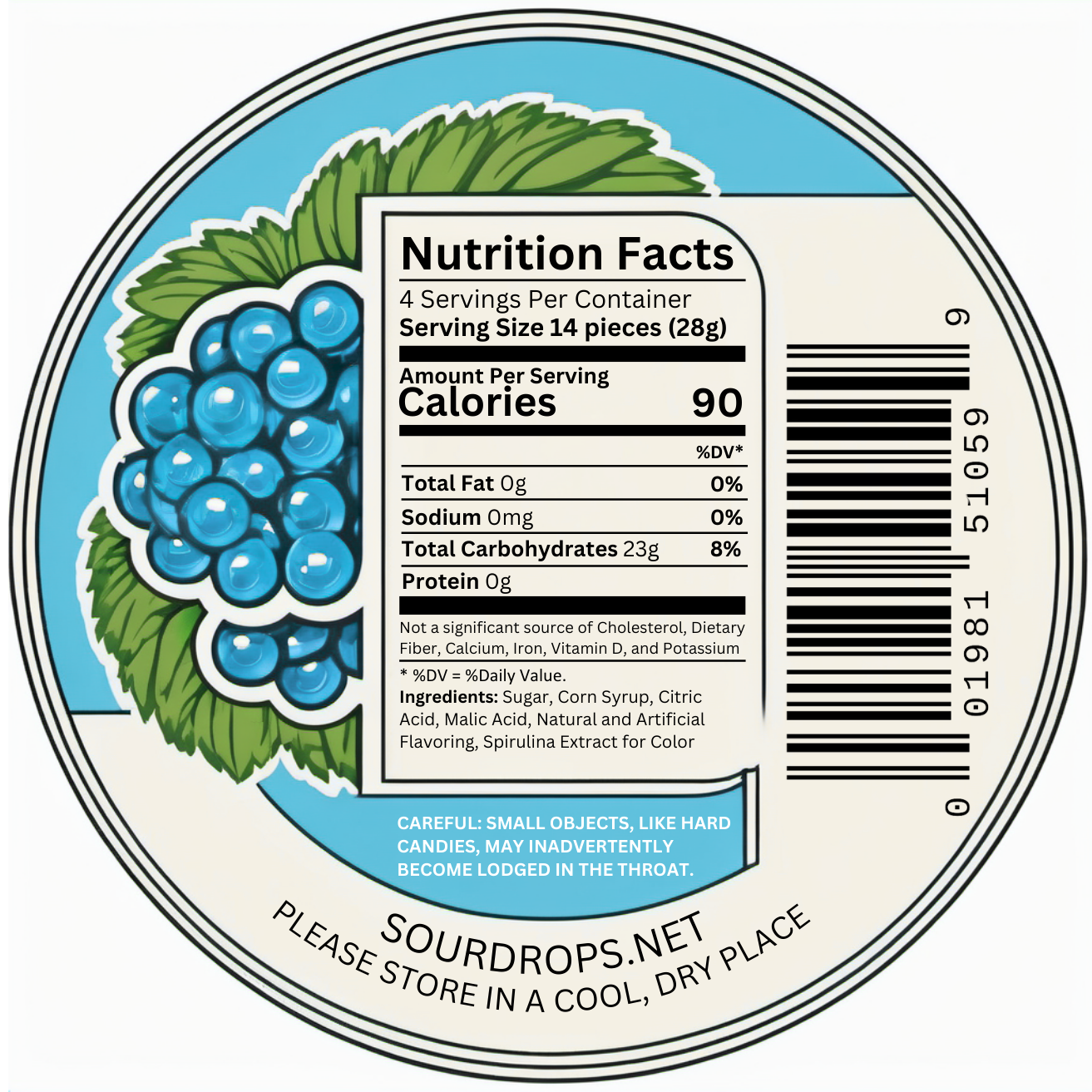 Blue Raspberry Sours: 3.5oz Dye-Free Candy Tins | Sour Drops