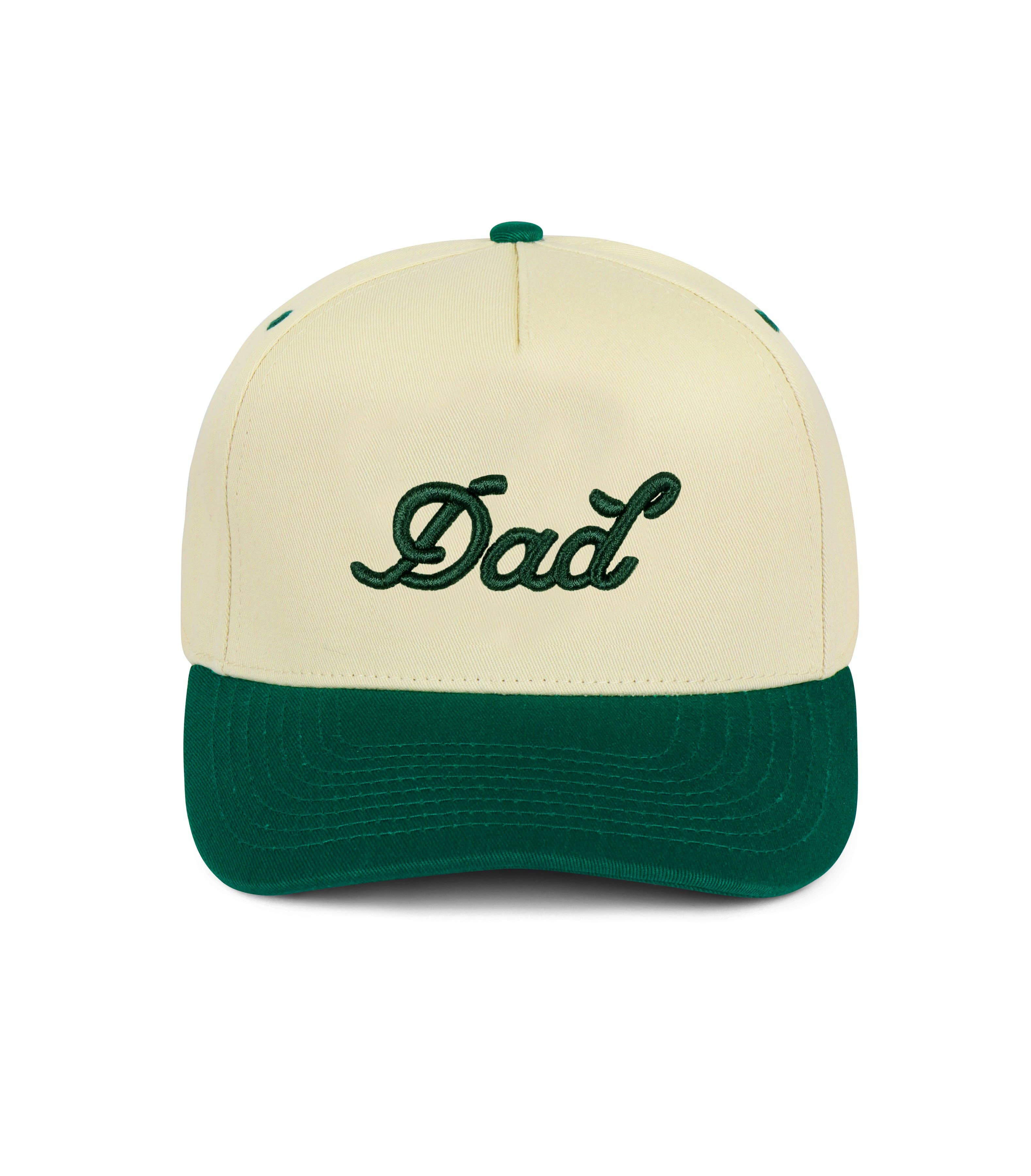 Dad 3D Puff Snapback - Cream Forest Green | Dad Brand