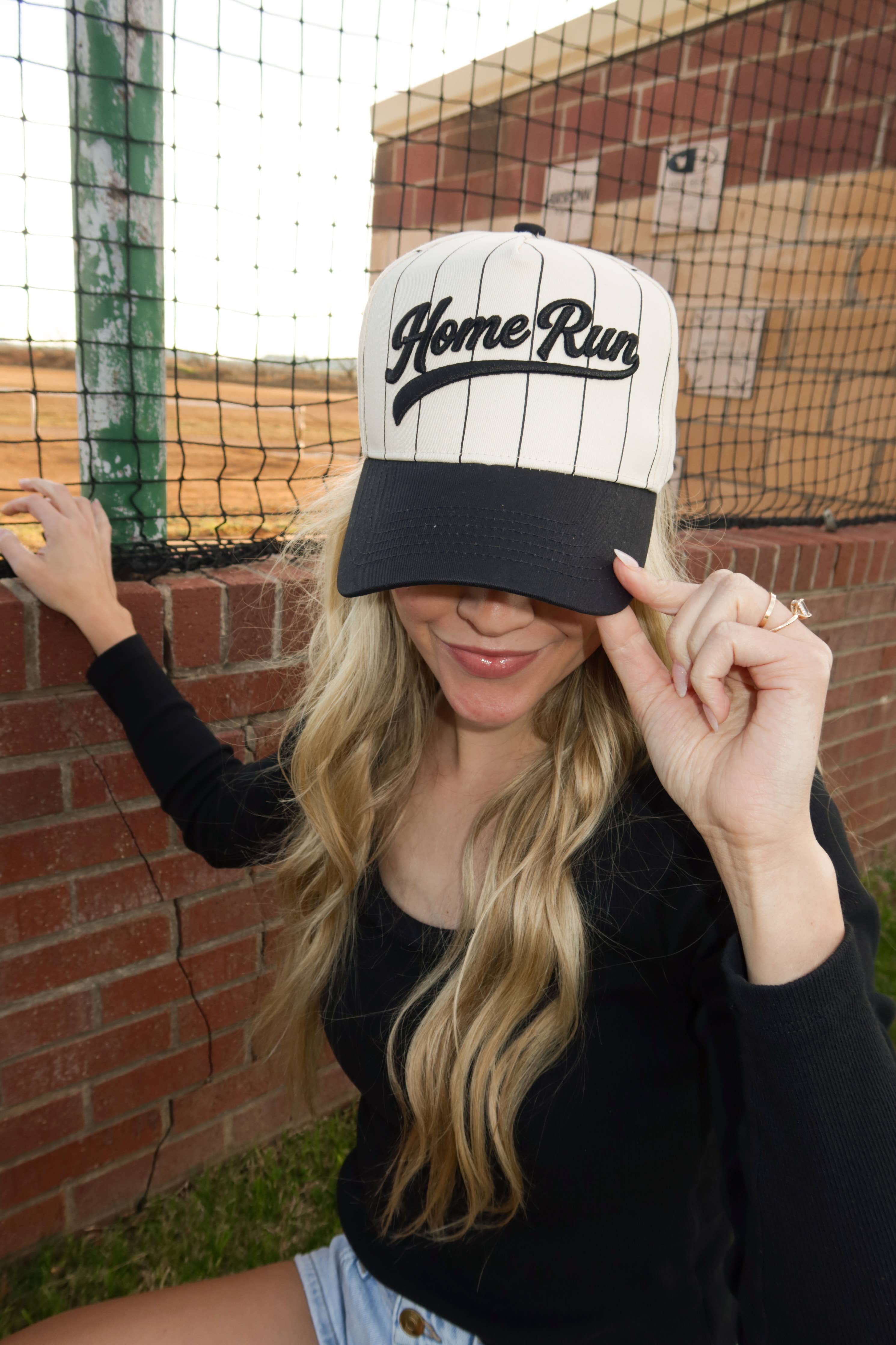 Black Home Run Pinstripe Cap | Worthy Hat Co