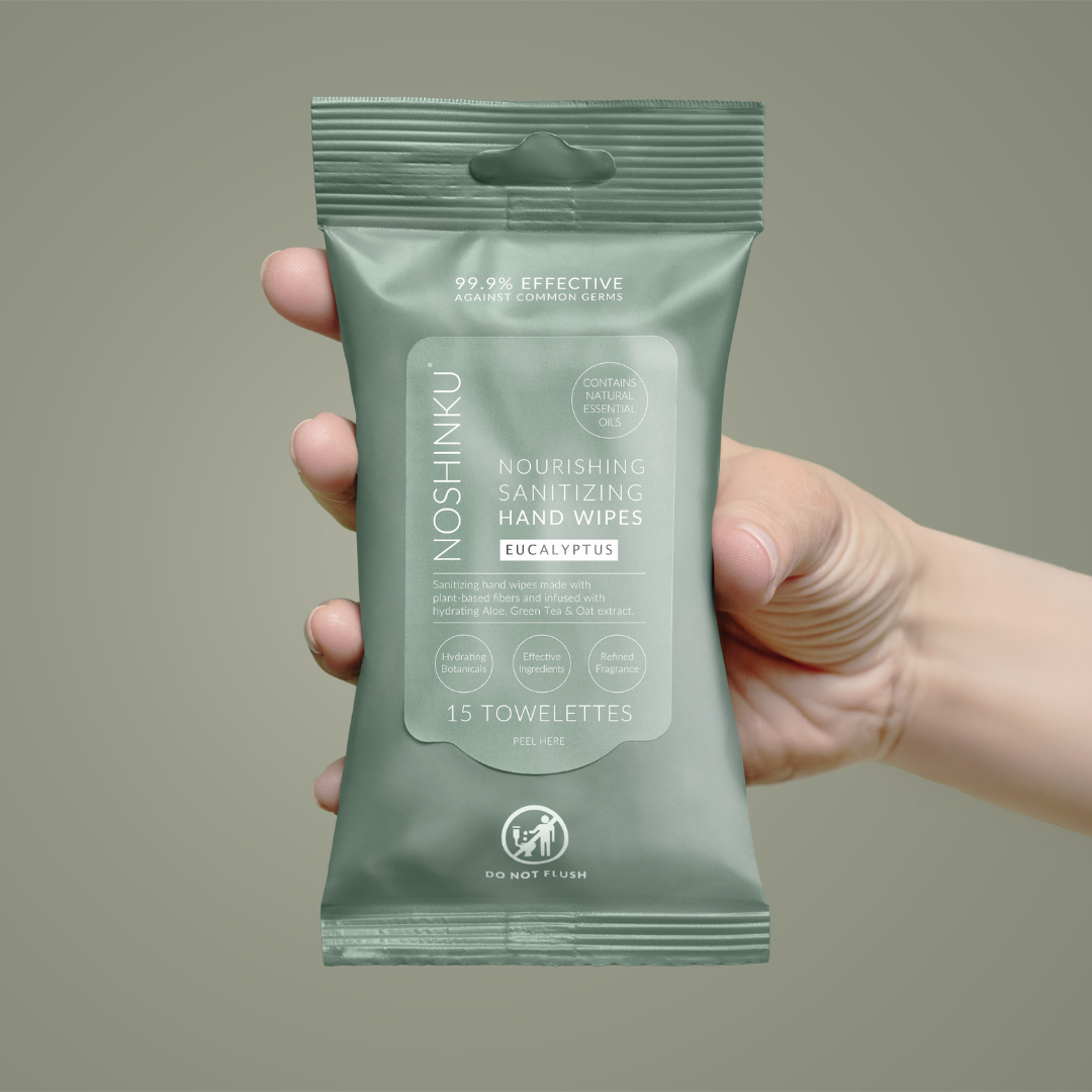 Eucalyptus Nourishing Hand Sanitizing Travel Wipes | Noshinku