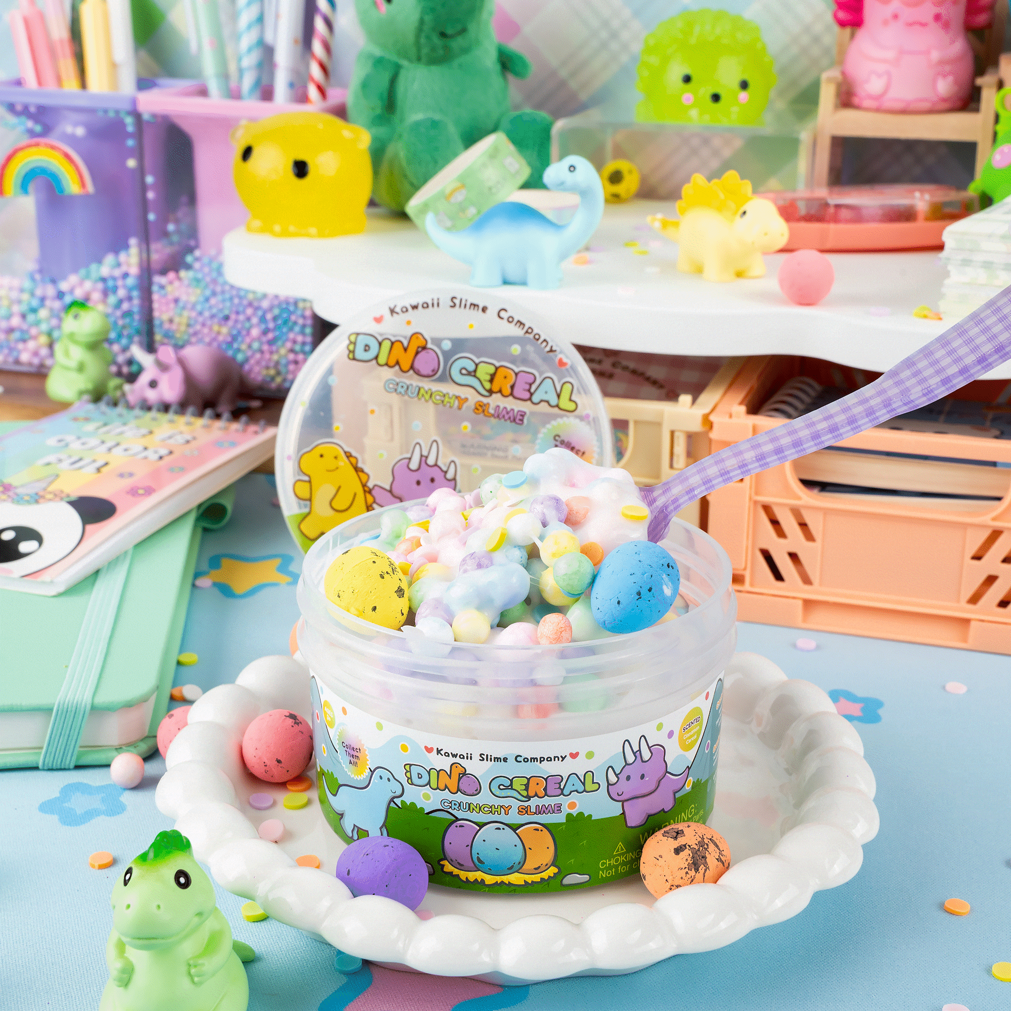Dino Cereal Crunchy Signature Dome™ Slime | Kawaii Slime