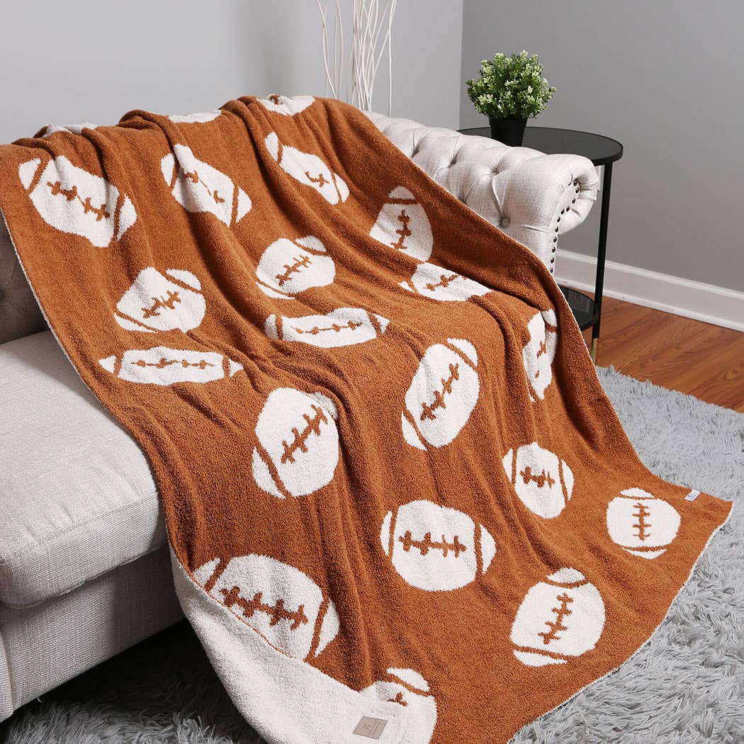 Football Patterned Throw Blanket | Fashion City