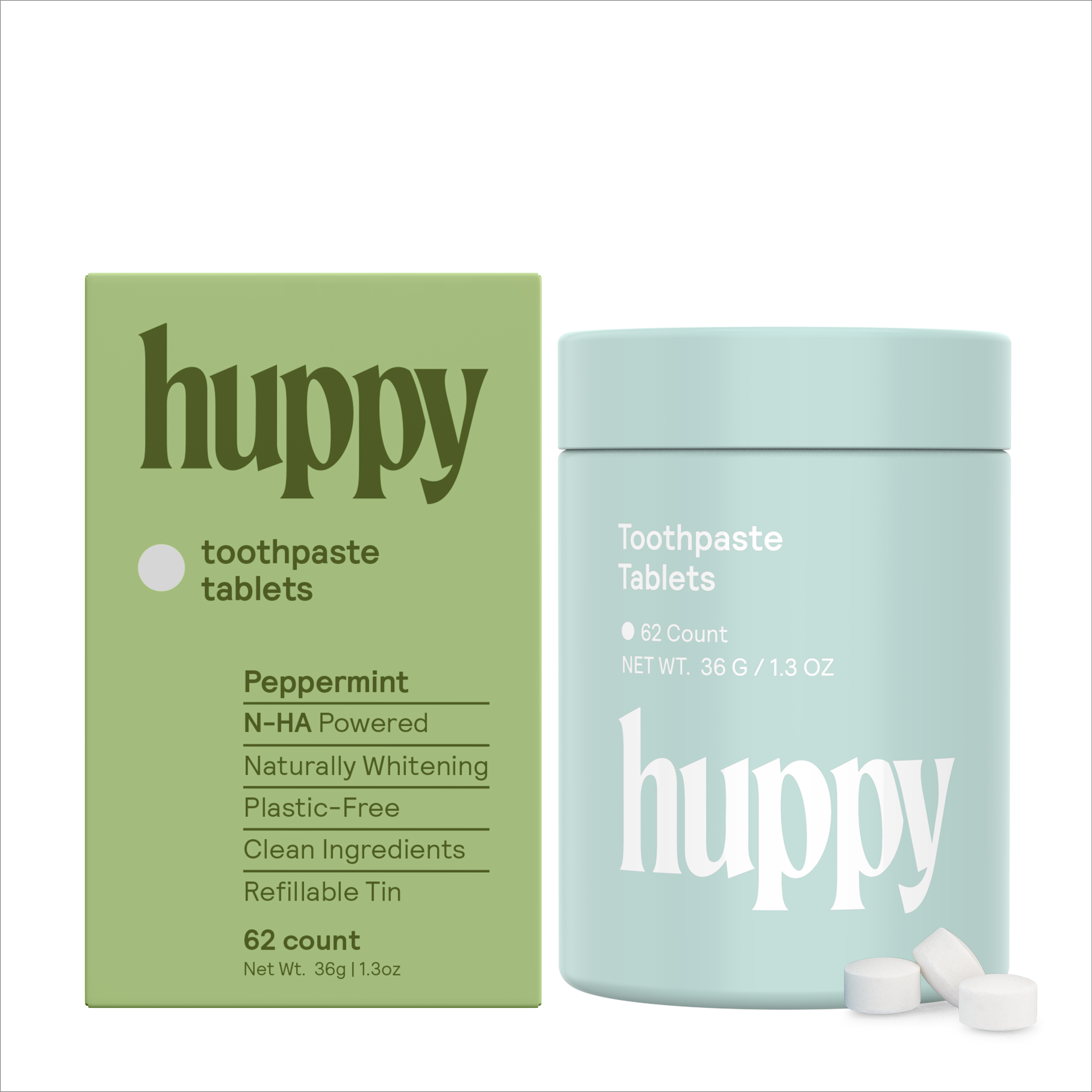 Fluoride-Free Toothpaste Tablets Peppermint | Huppy