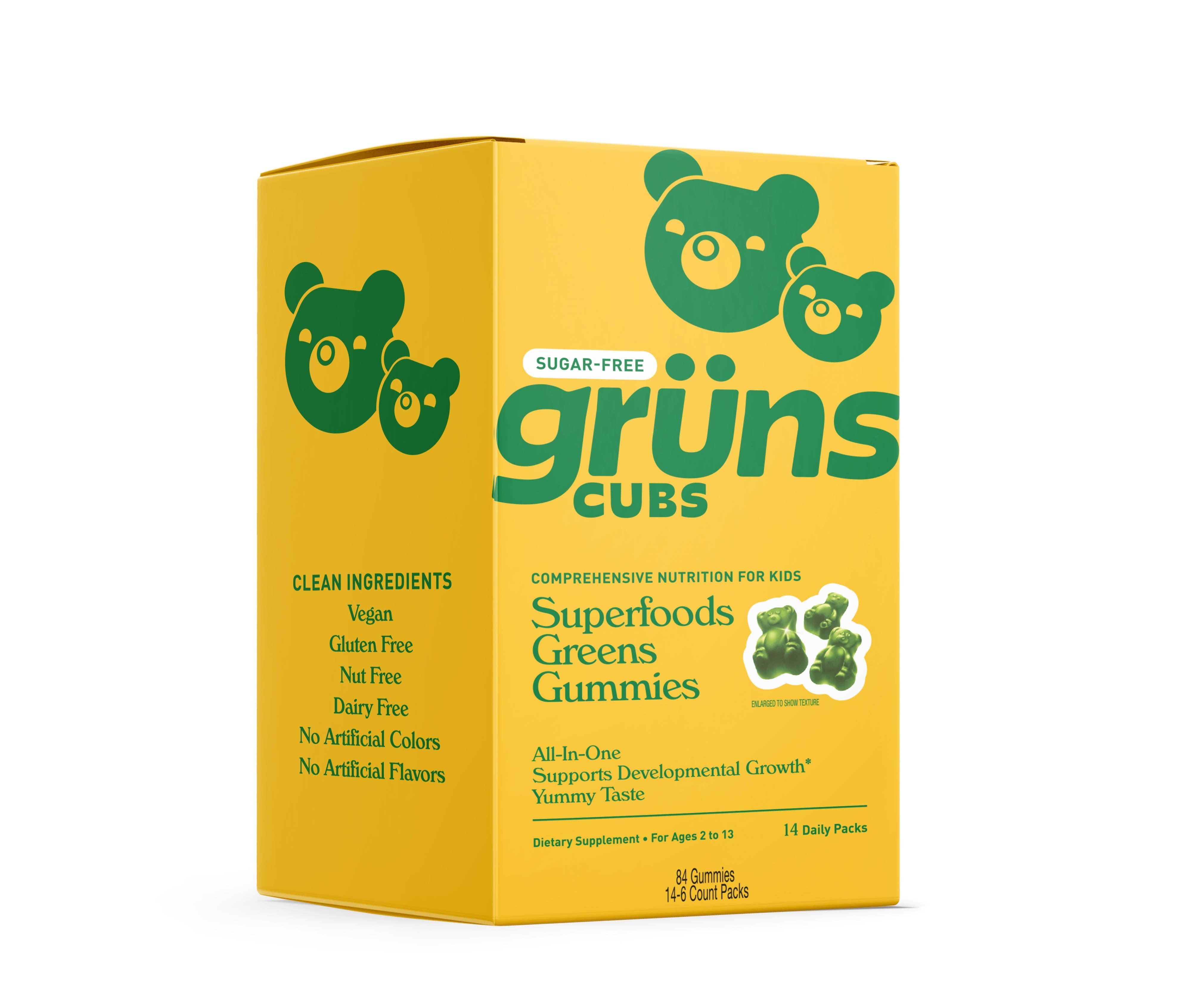 Kids Sugar Free Superfood Greens Gummies, 14 Servings | Gruns