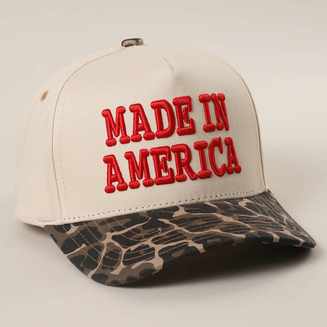 MADE IN AMERICA 3D Embroidered Two-Tone Leopard Brim Trucker | Fashion City