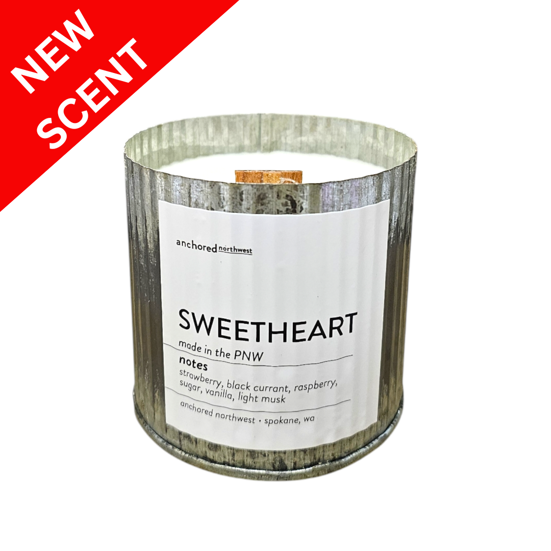 Sweetheart Valentine's Day Rustic Vintage Wood Wick Candle | Anchored Northwest
