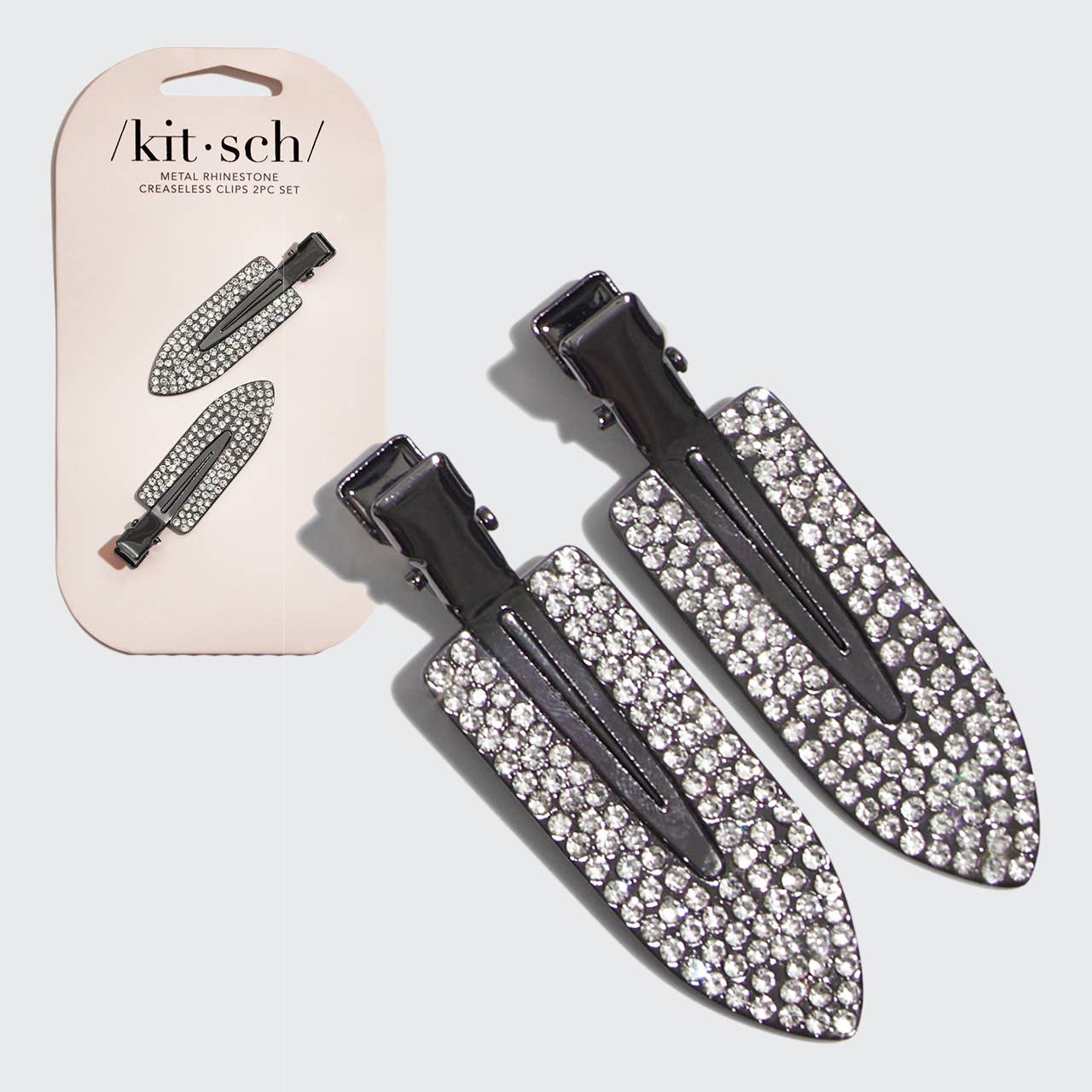 Metal Rhinestone Creaseless Clips 2pc Set | Kitsch