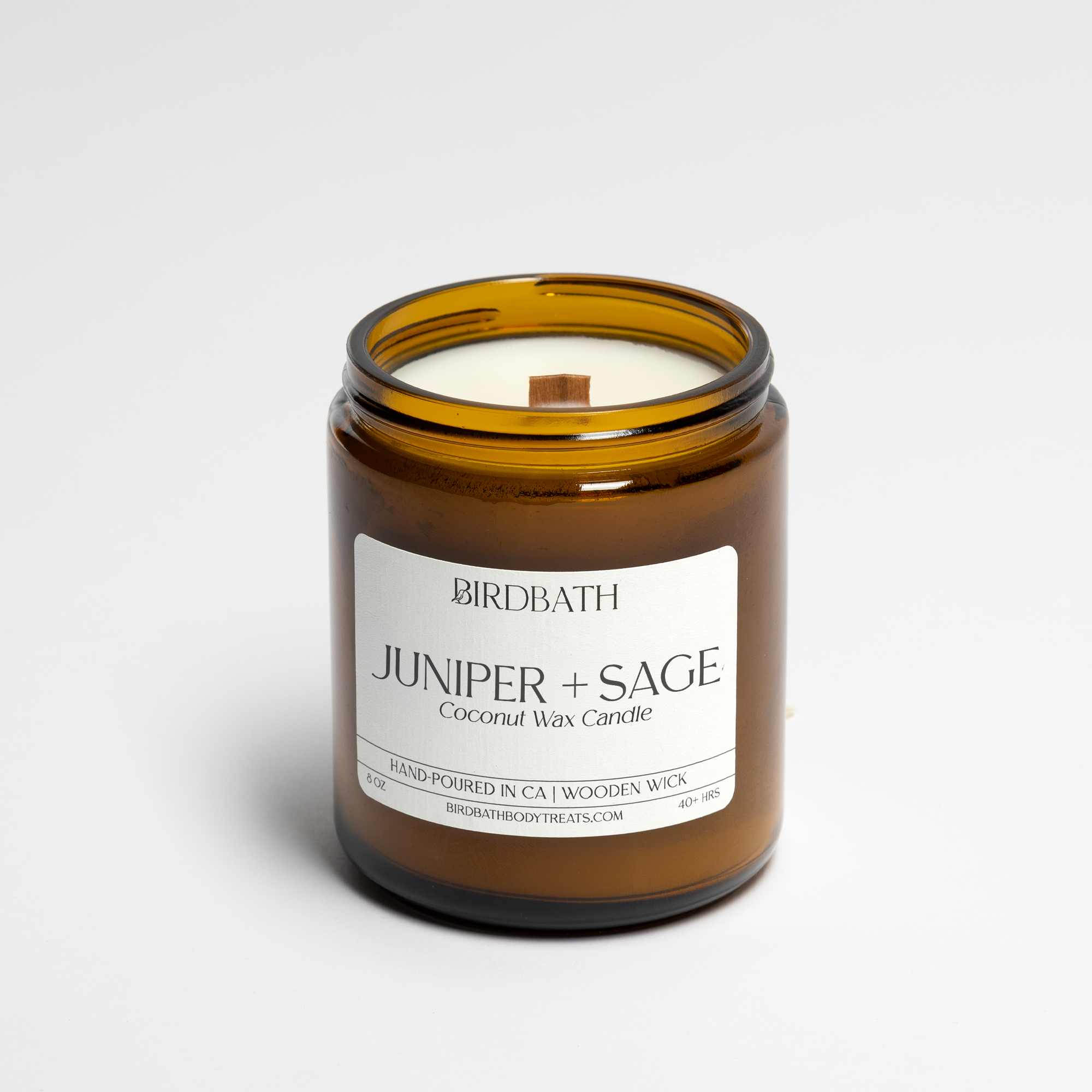 Coconut Wax Candle With Wooden Wick- 8 oz | Birdbath