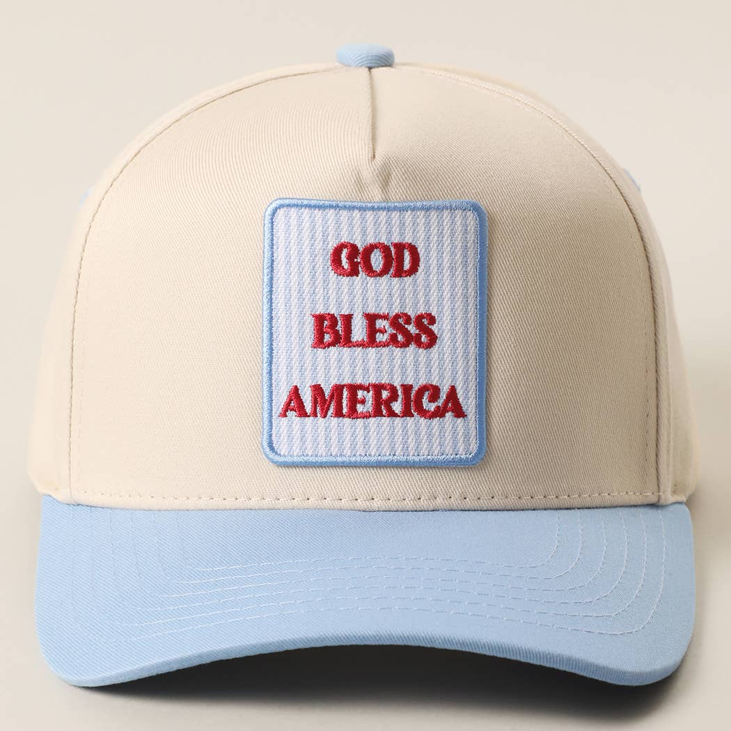GOD BLESS AMERICA Embroidered Patch Two Tone Trucker Hat | Fashion City