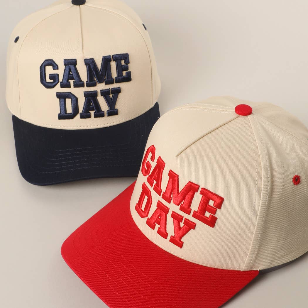 GAME DAY 3D Letter Embroidered Two-Tone Trucker Hat | Fashion City