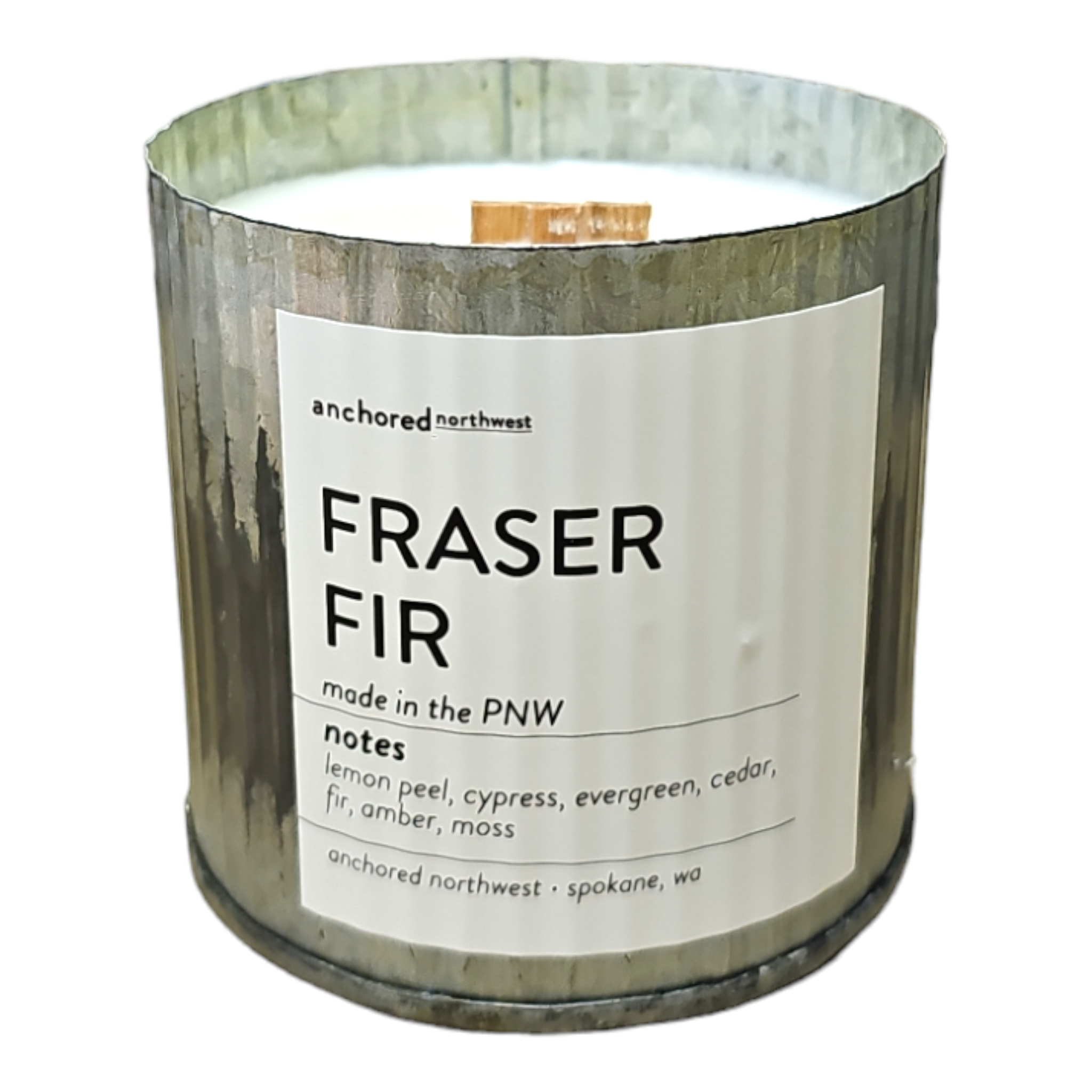 Fraser Fir Rustic Vintage Farmhouse Wood Wick Holiday Candle | Anchored Northwest